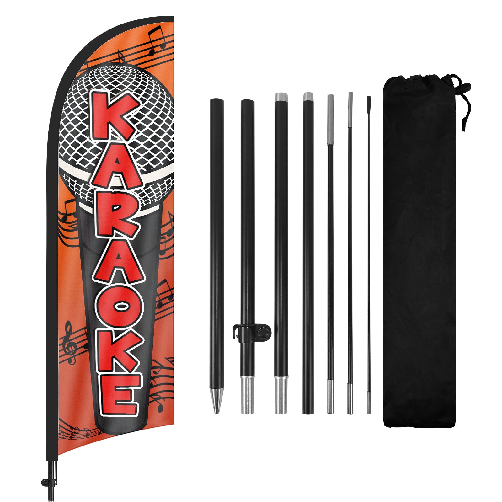 8Ft Karaoke Feather Flag with Pole & Stake