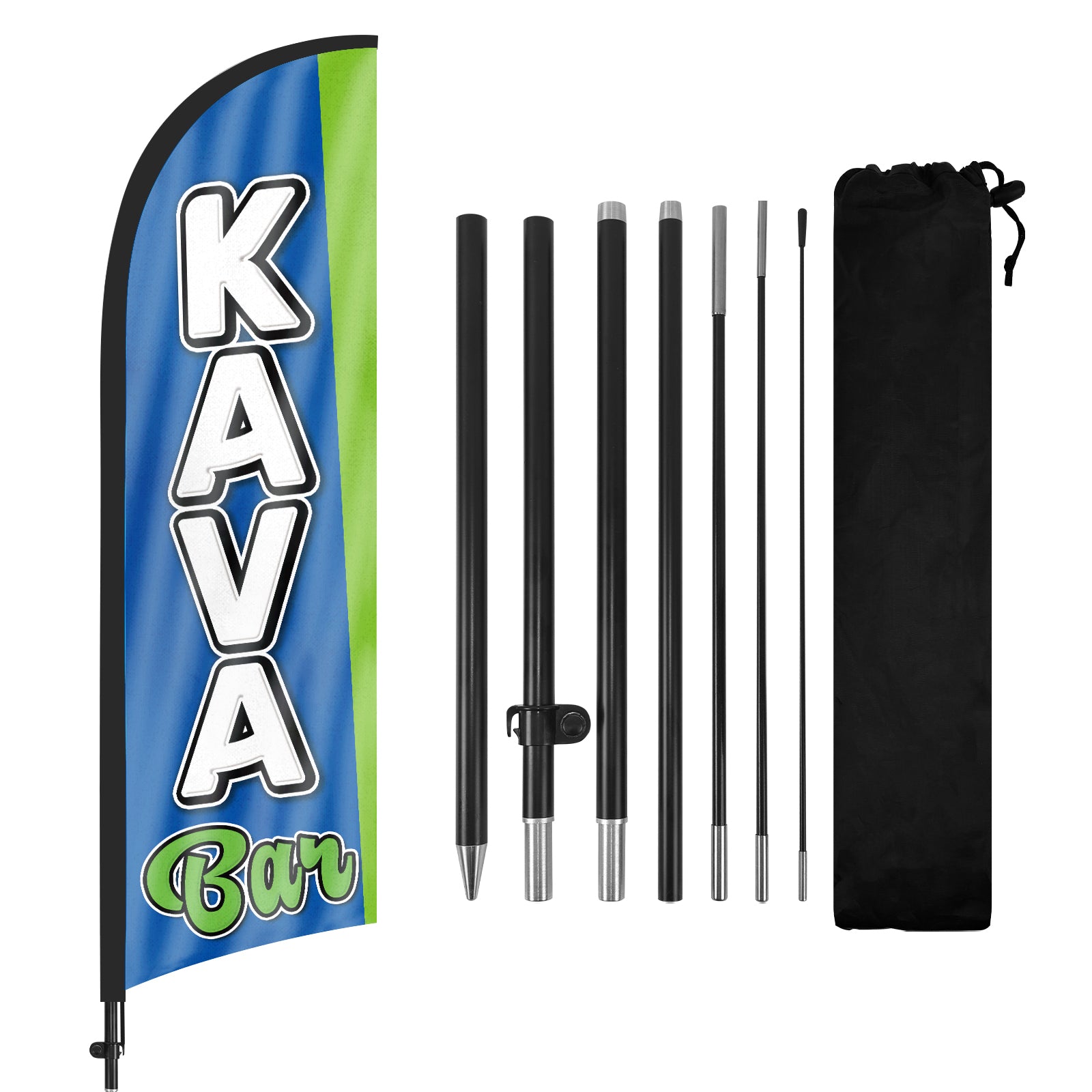 8ft Kava Bar Blue Feather Flag Pole Kit