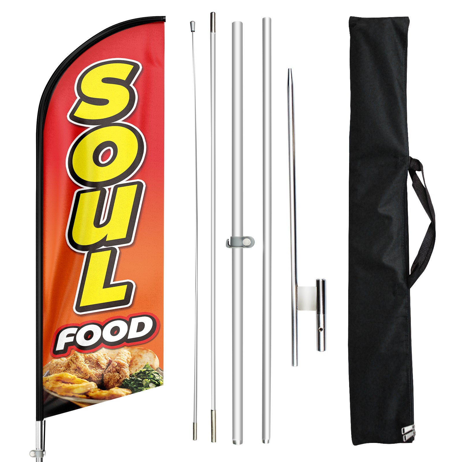 Soul Sign-11ft Soul Food Feather Flag with Ground Stake