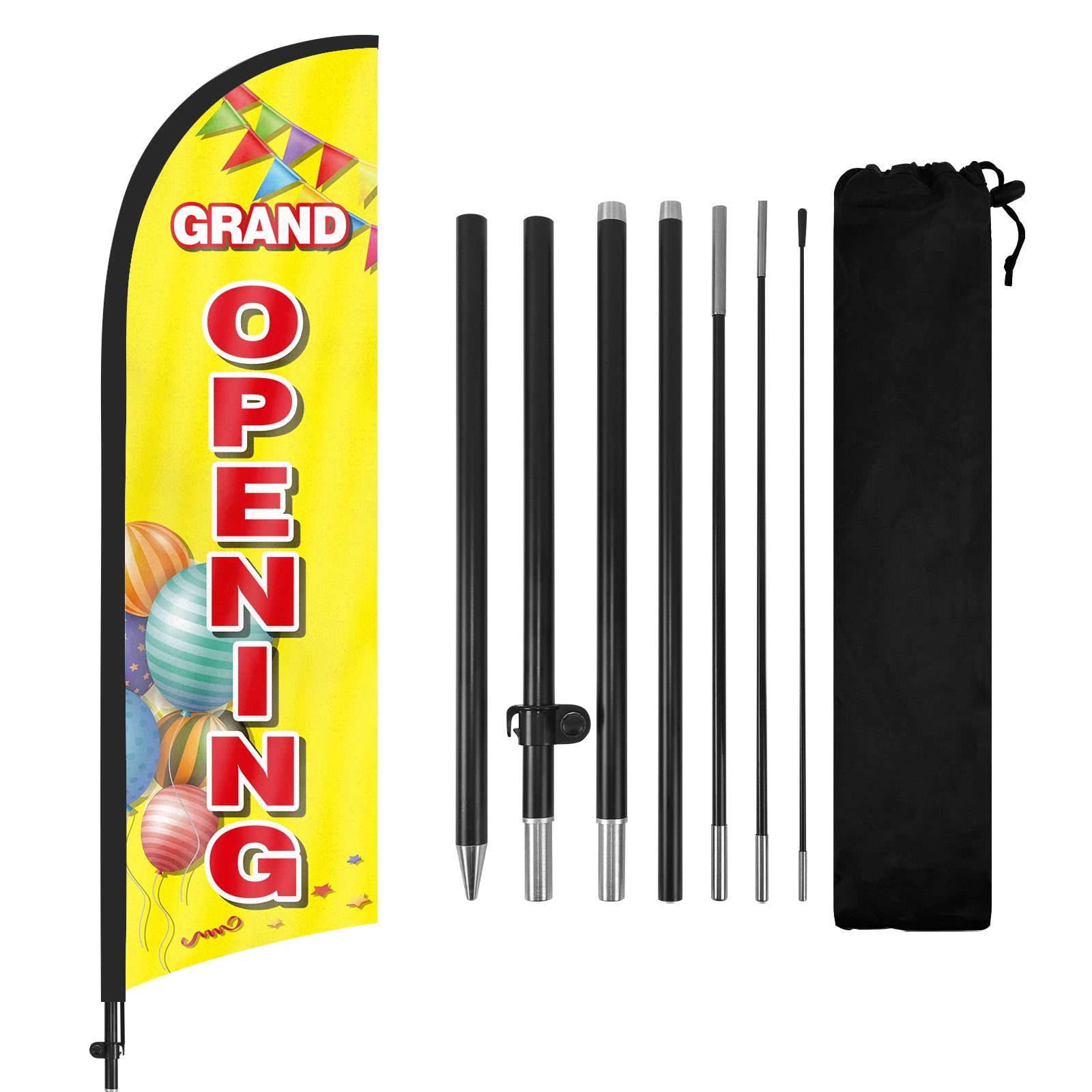 8Ft Grand Opening Yellow Feather Flag with Pole and Ground Stake