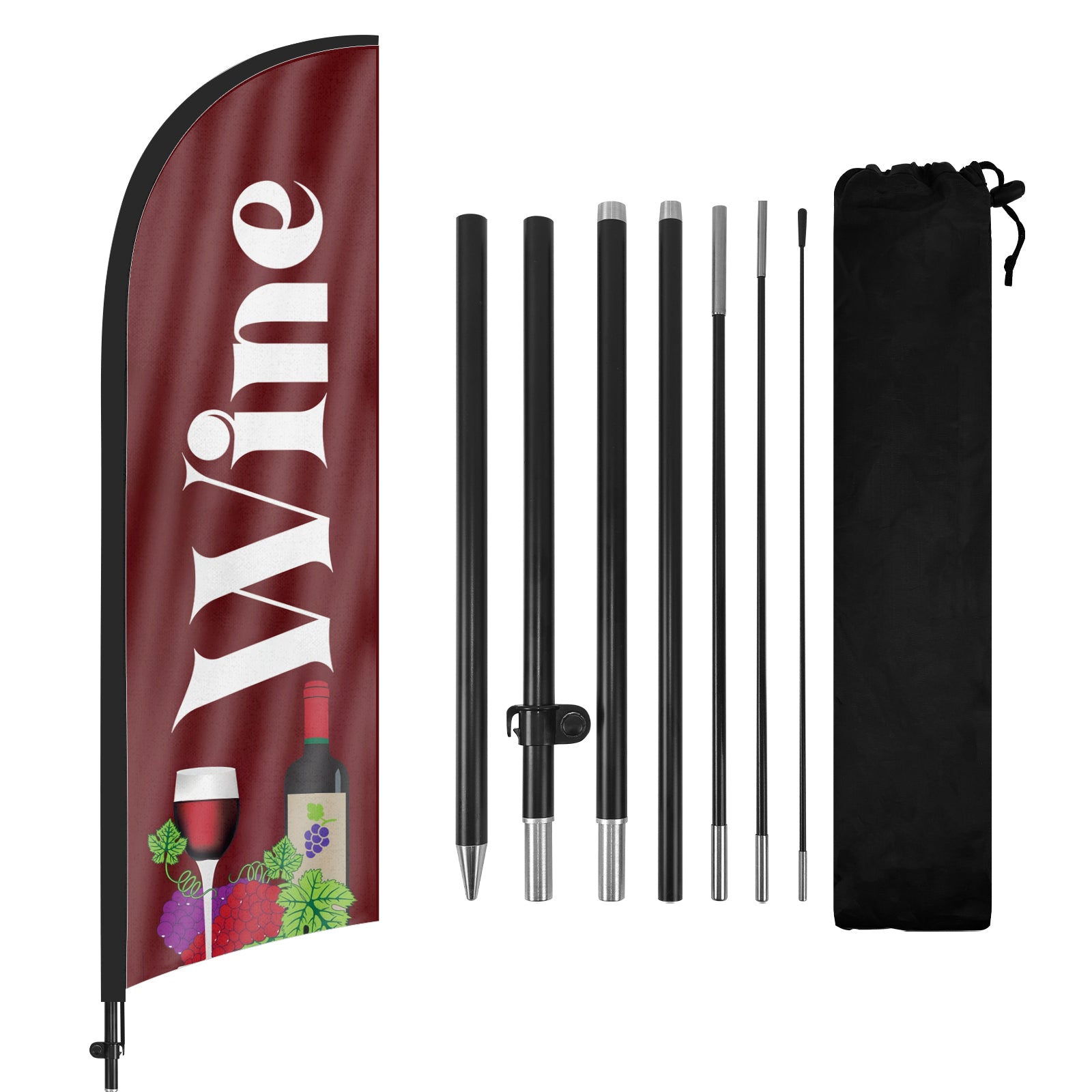 8ft Winery Red Feather Flag with Pole and Stake