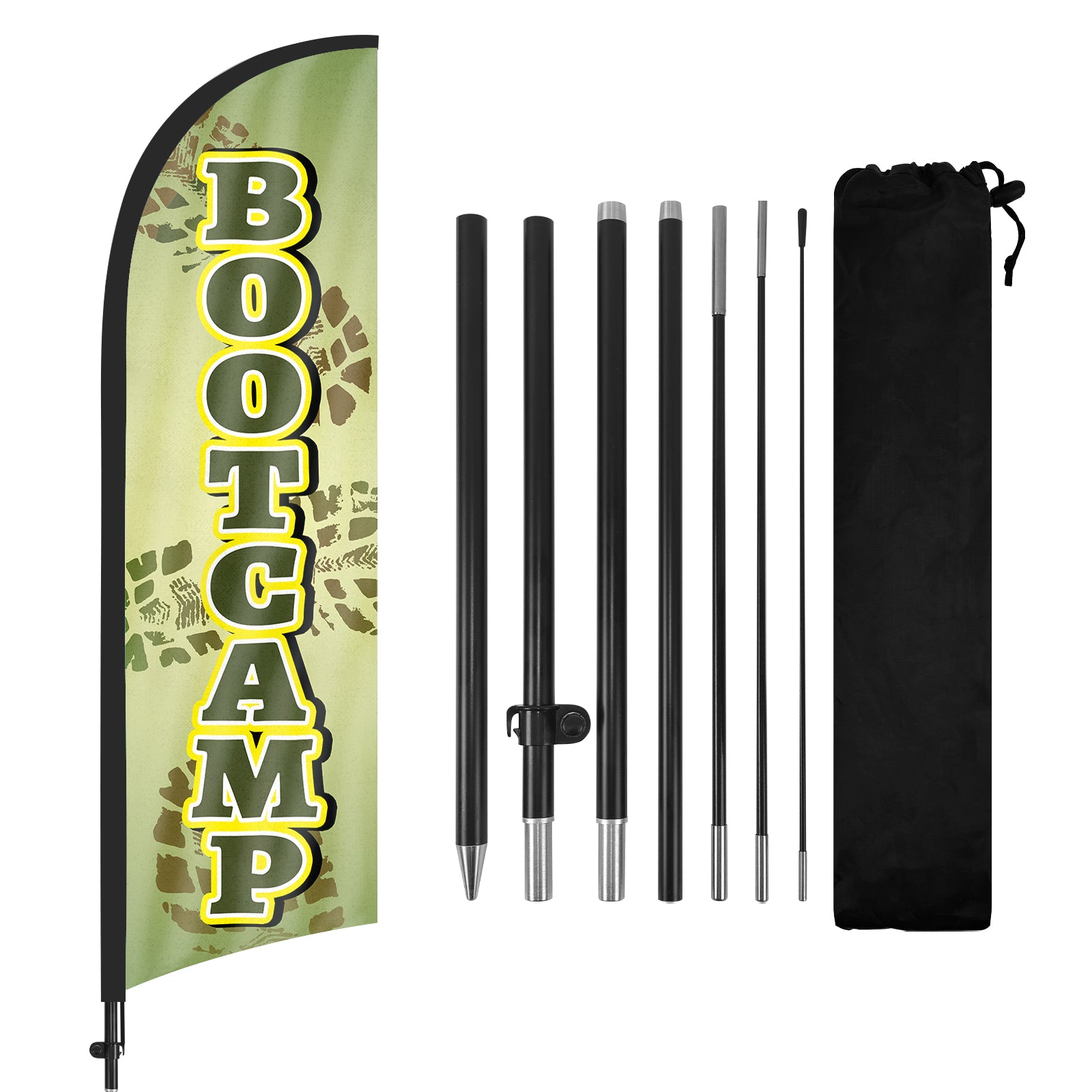 8Ft Bootcamp Feather Flag with Pole & Stake