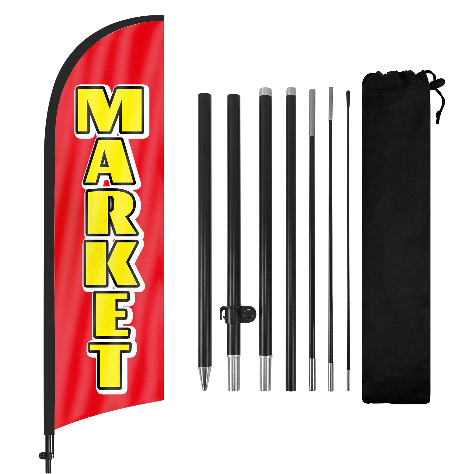 8ft Market Red Feather Flag with Pole and Stake