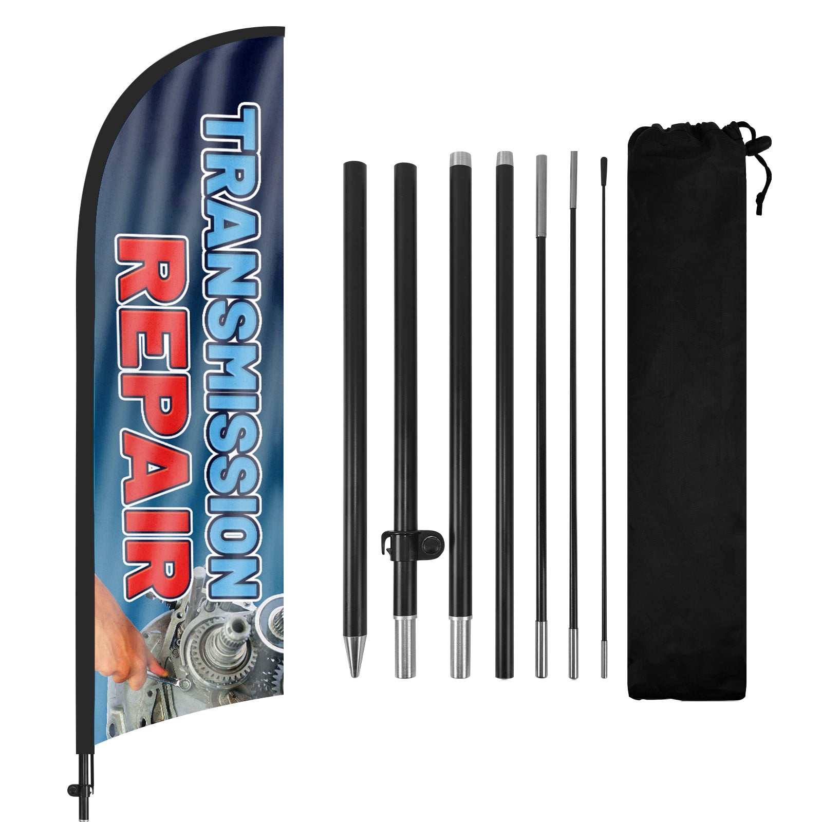 8ft Transmission Repair Feather Flag with Pole & Stake