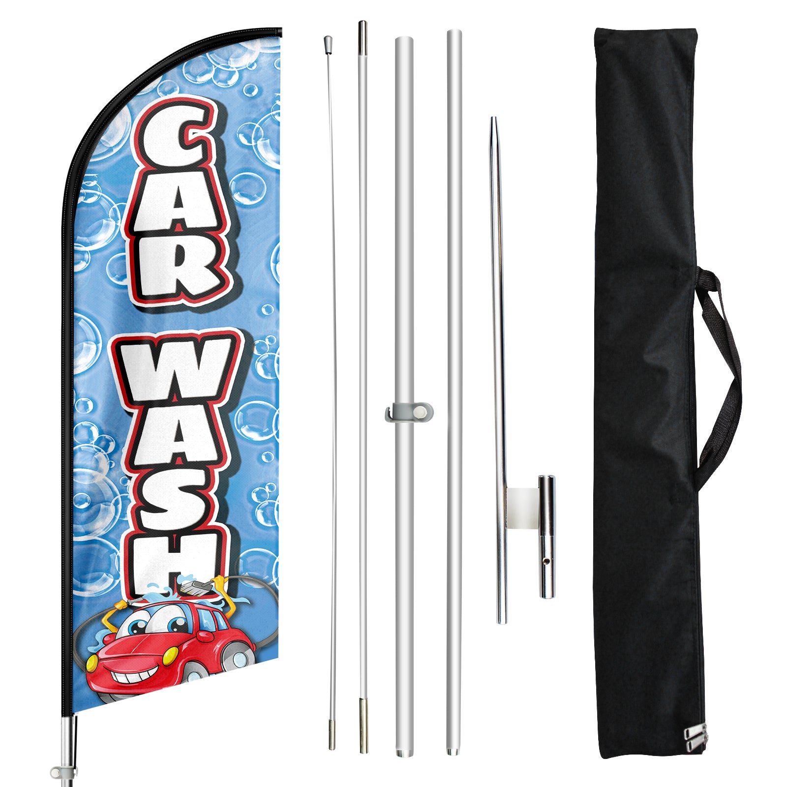 Car Wash Flags-11ft Car Wash Swooper Flag Feather Flag Pole Kit