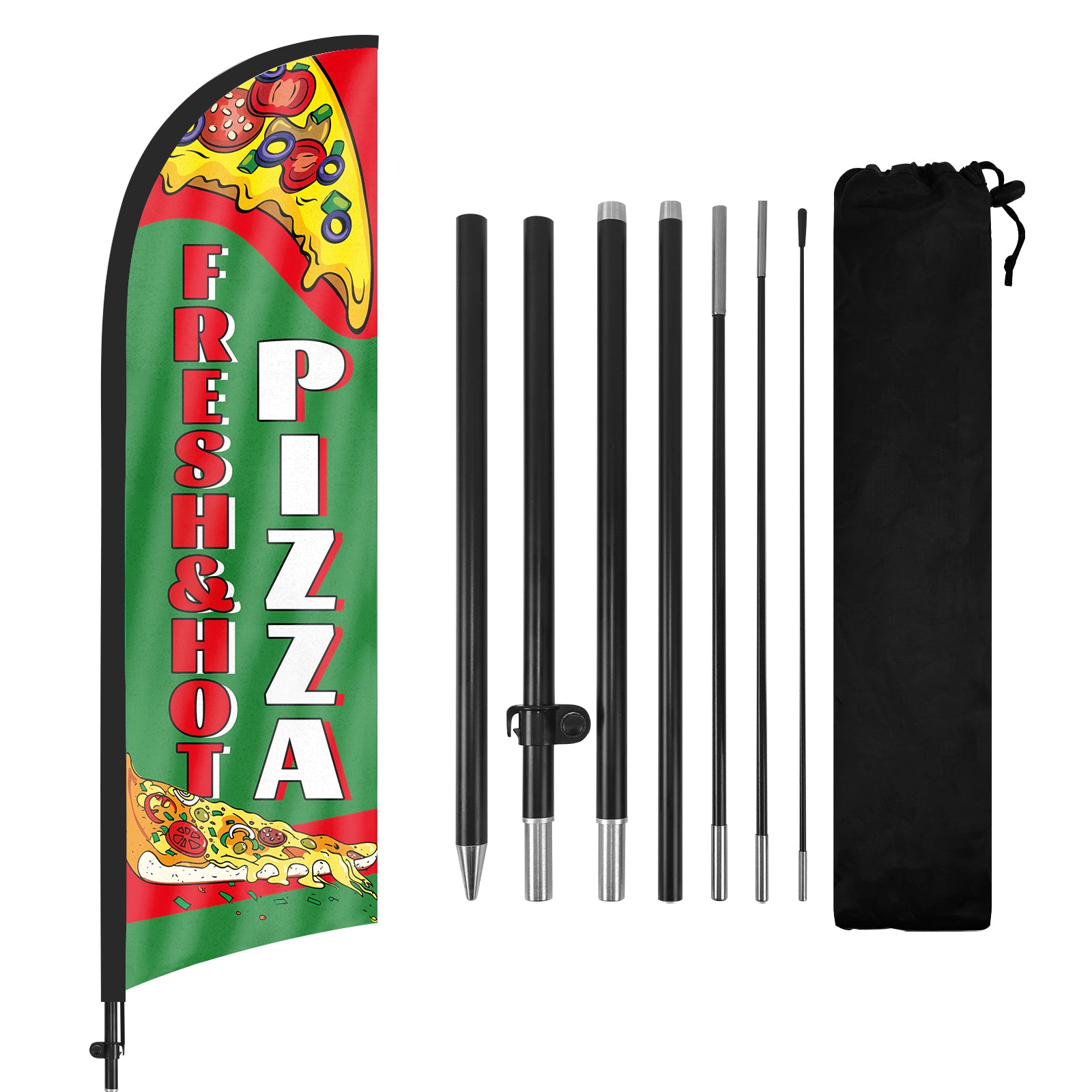 8ft Hot Pizza Feather Flag Kit with Pole and Stake