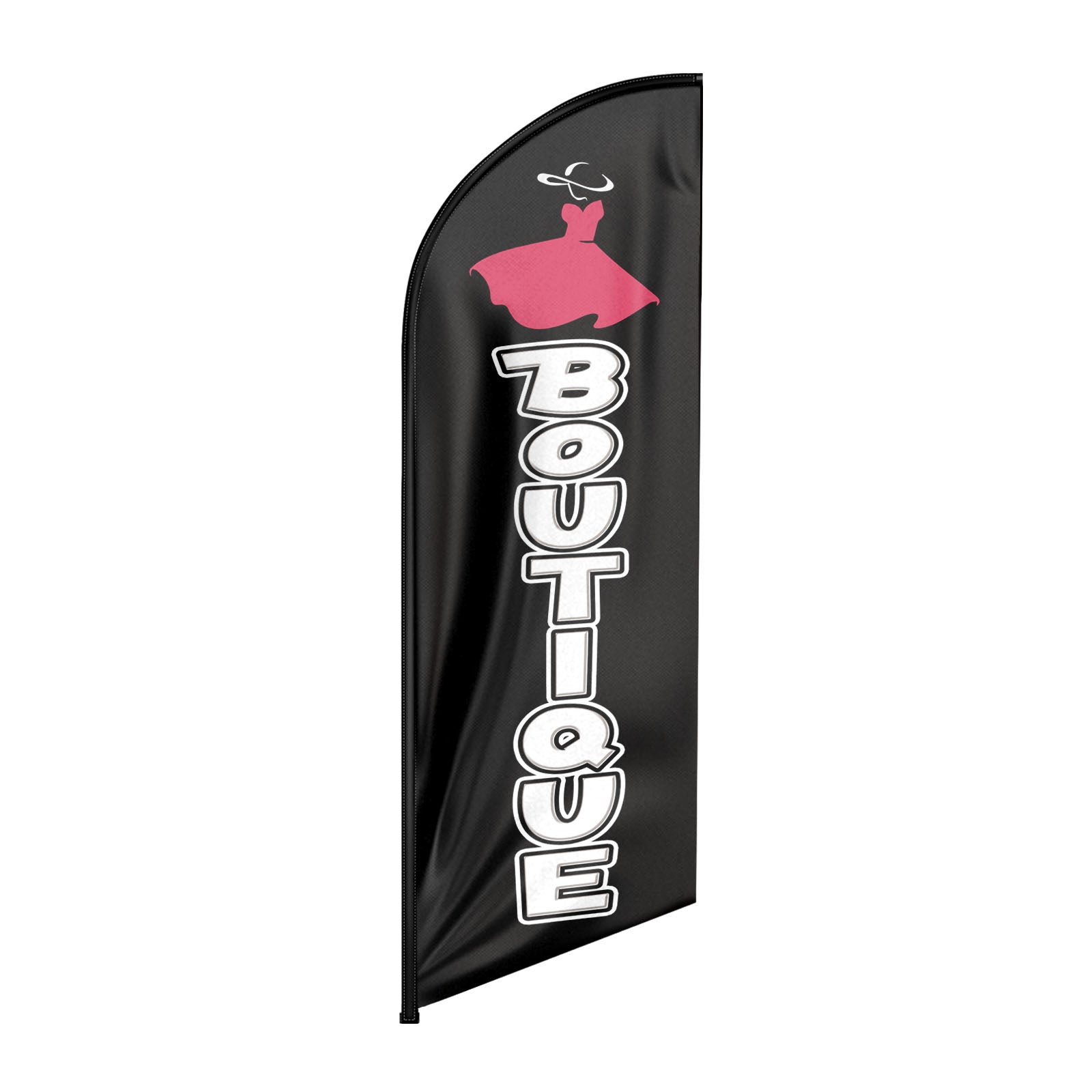 8ft Black Boutique Feather Flag: Advertising Banner for Boutique Business（Flagpole Not Included）