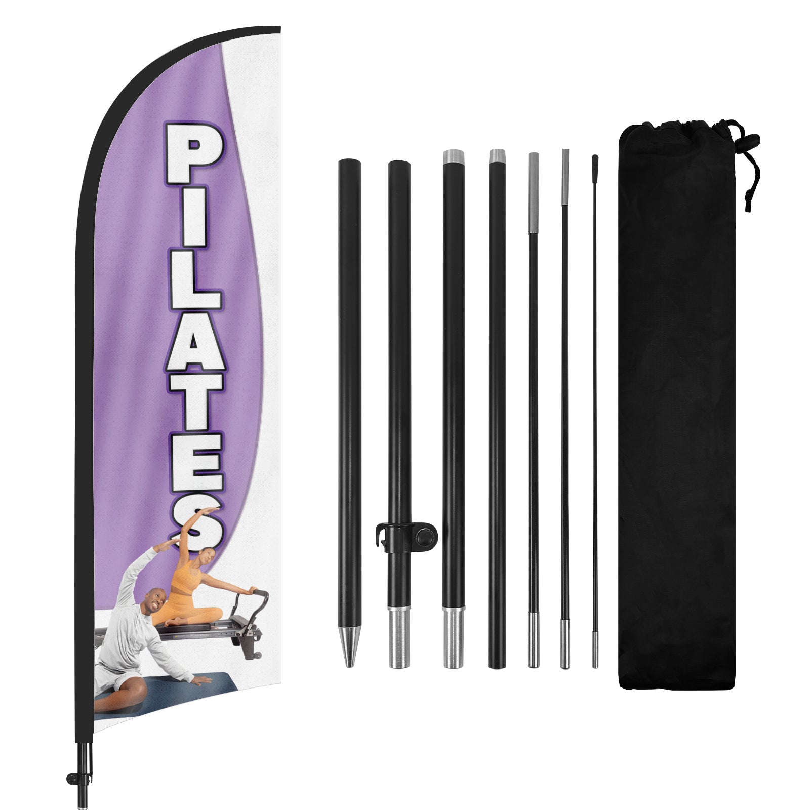 8ft Pilates Feather Flag with Pole and Stake