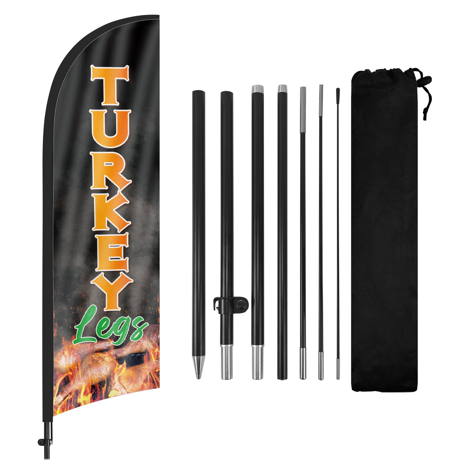 8Ft Turkey Legs Feather Flag with Pole & Stake