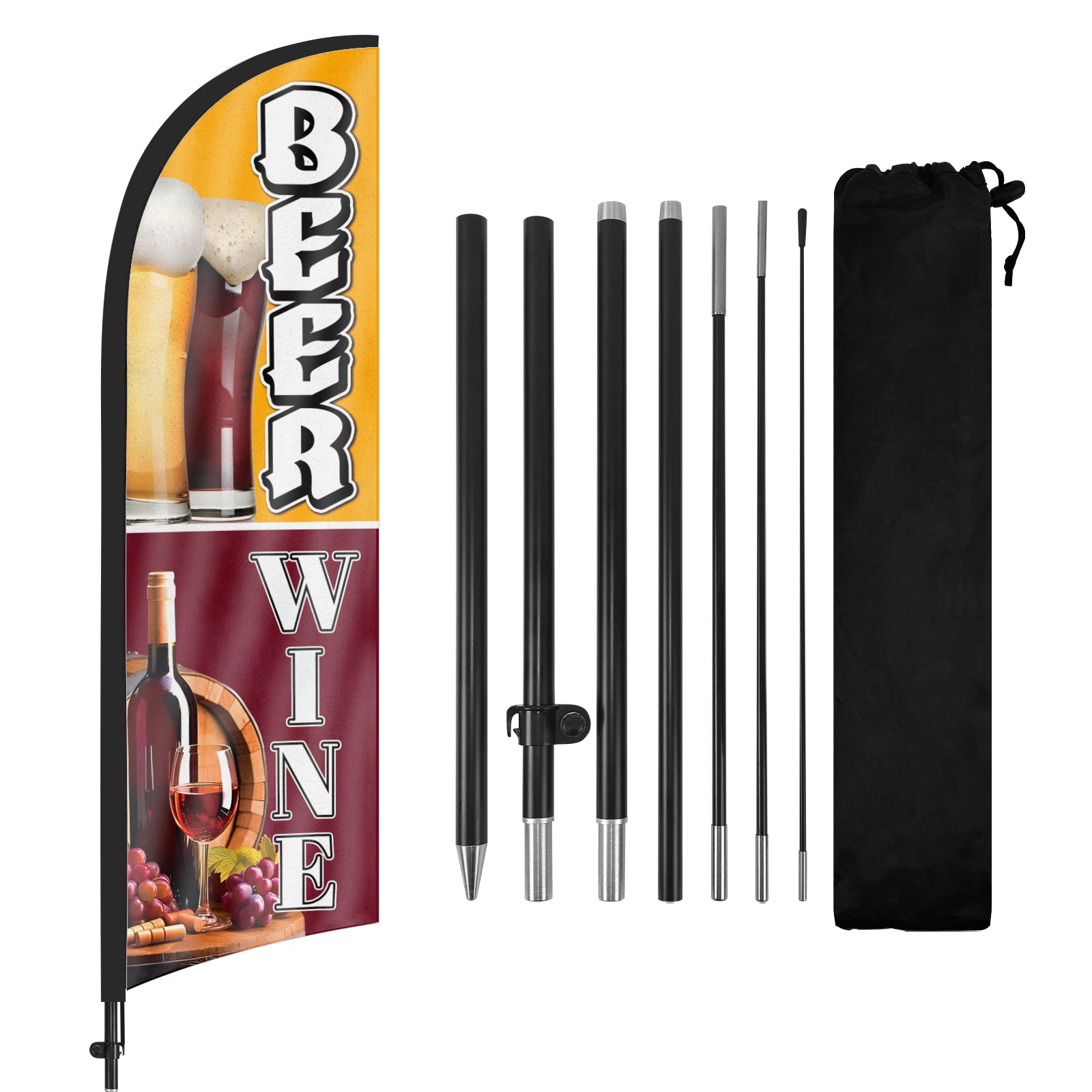 8ft Wine And Beer Feather Flag with Pole and Stake