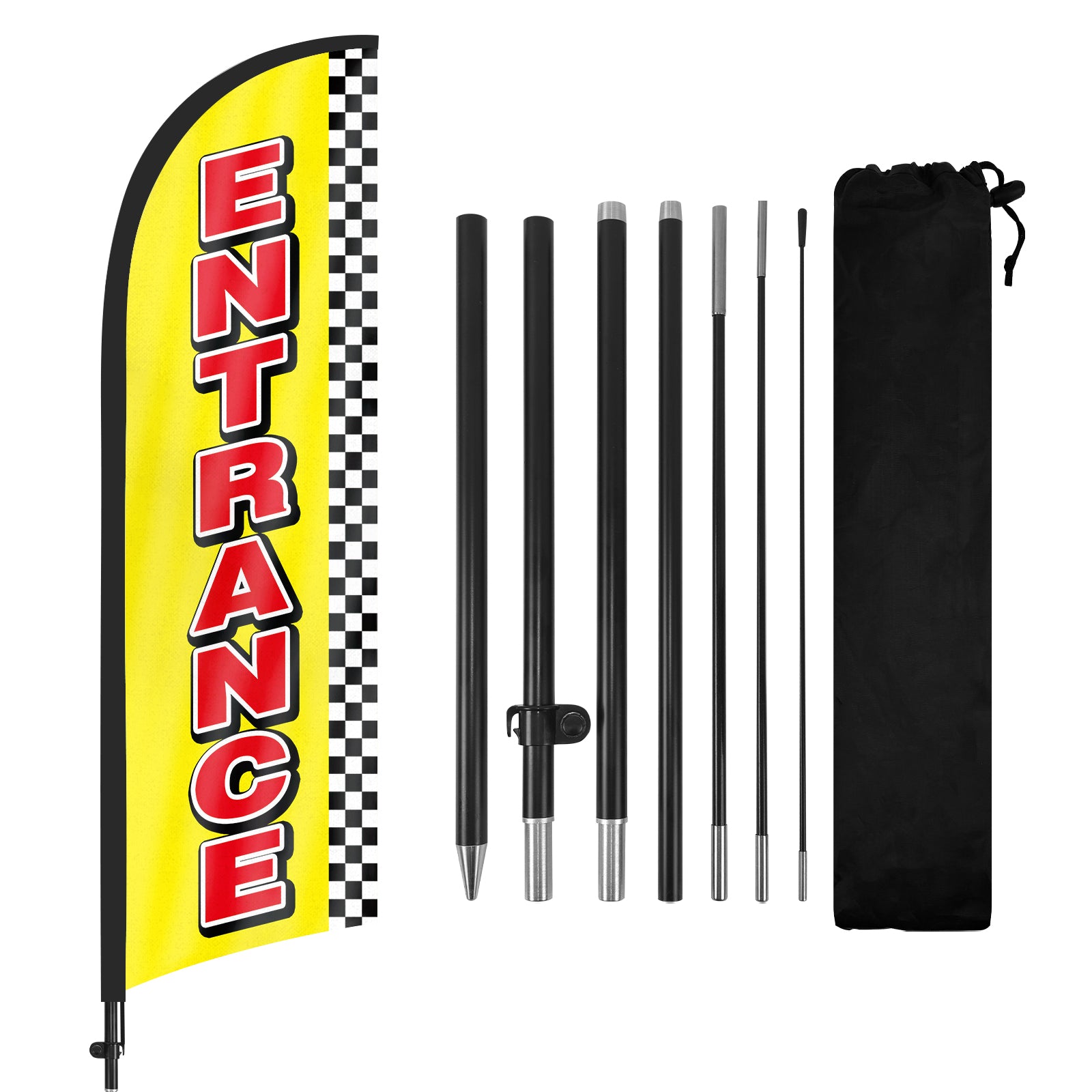 8Ft Entrance Yellow Feather Flag with Pole & Stake