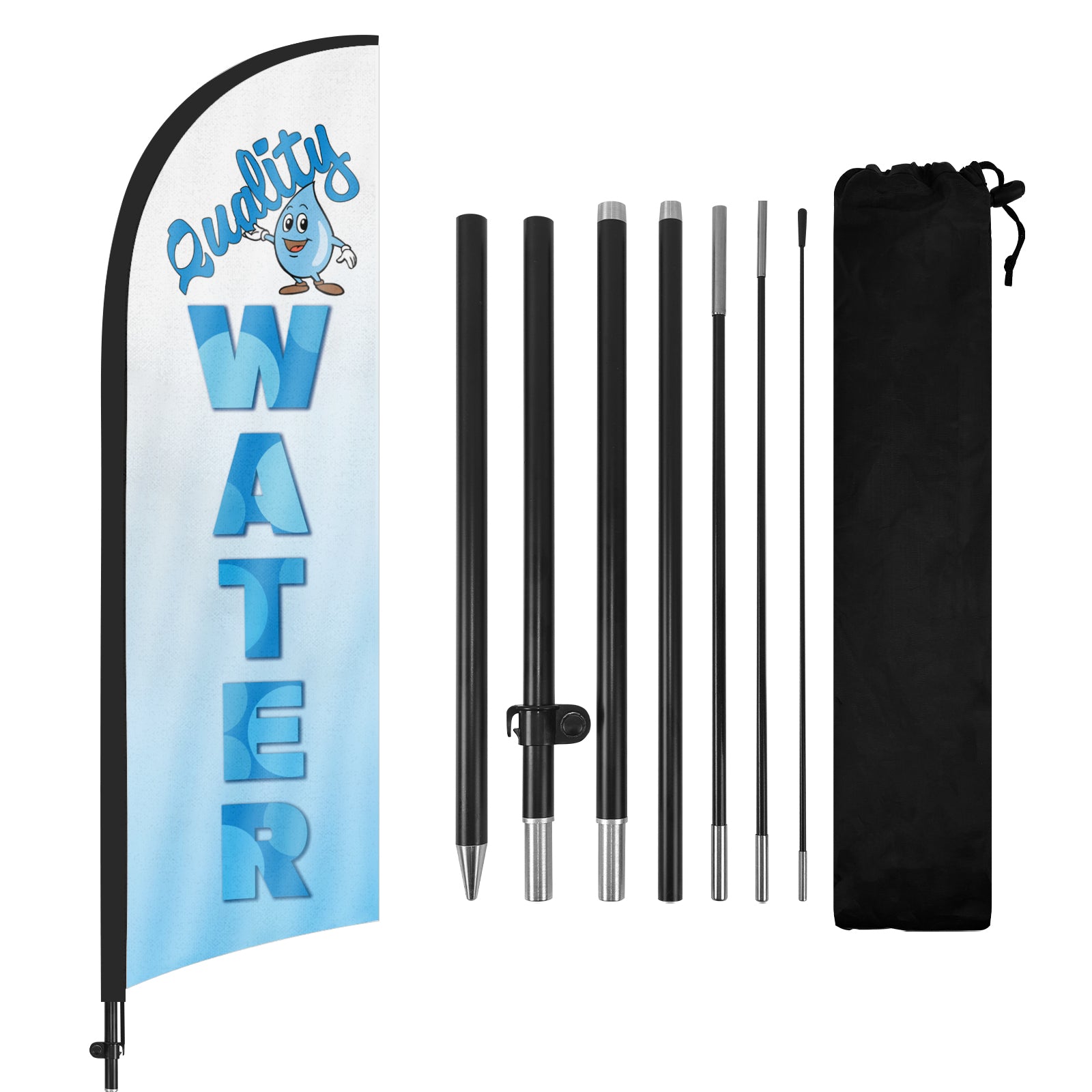 8ft Quality WATER Feather Flag with Pole and Stake