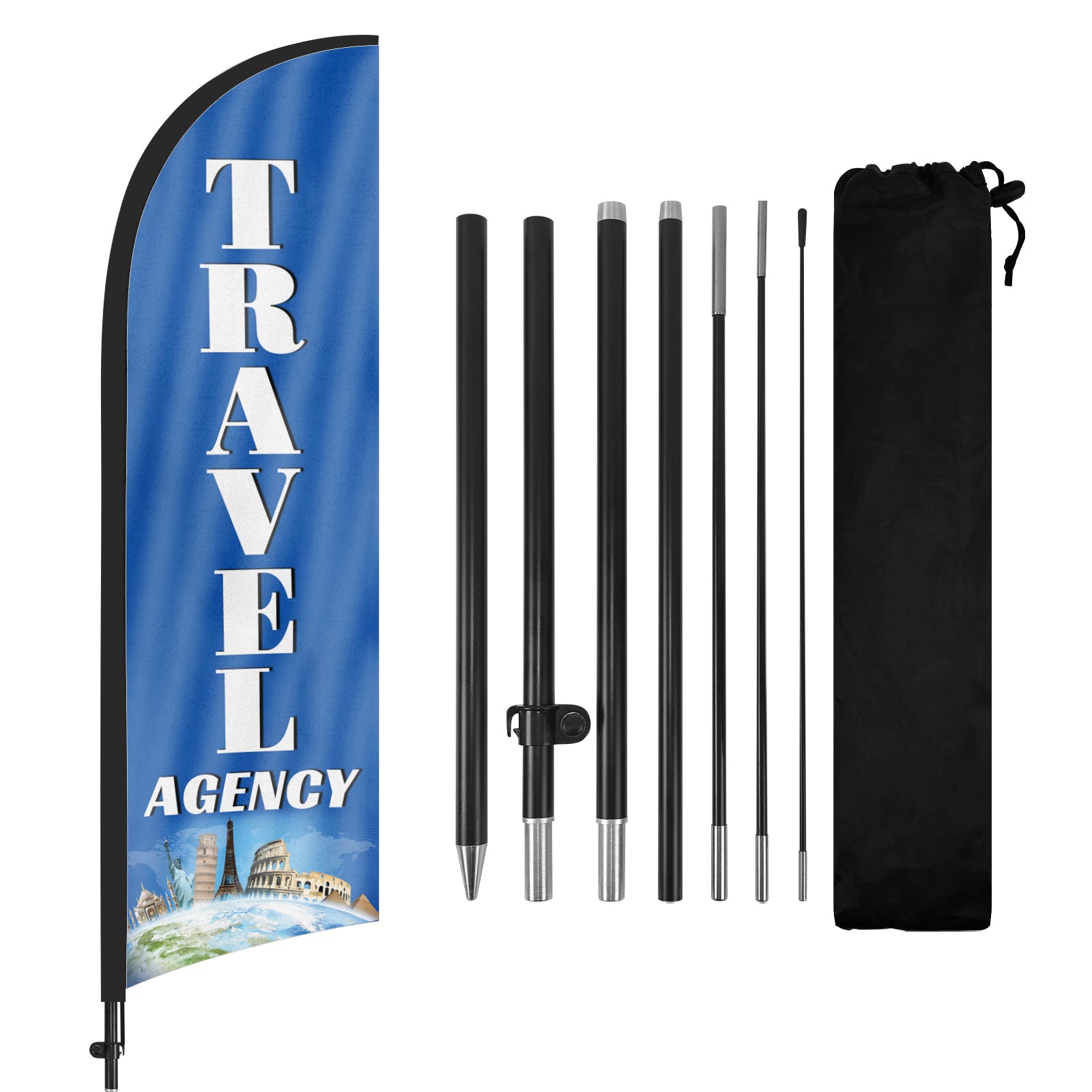 8ft Travel Agency Feather Flag with Pole and Stake