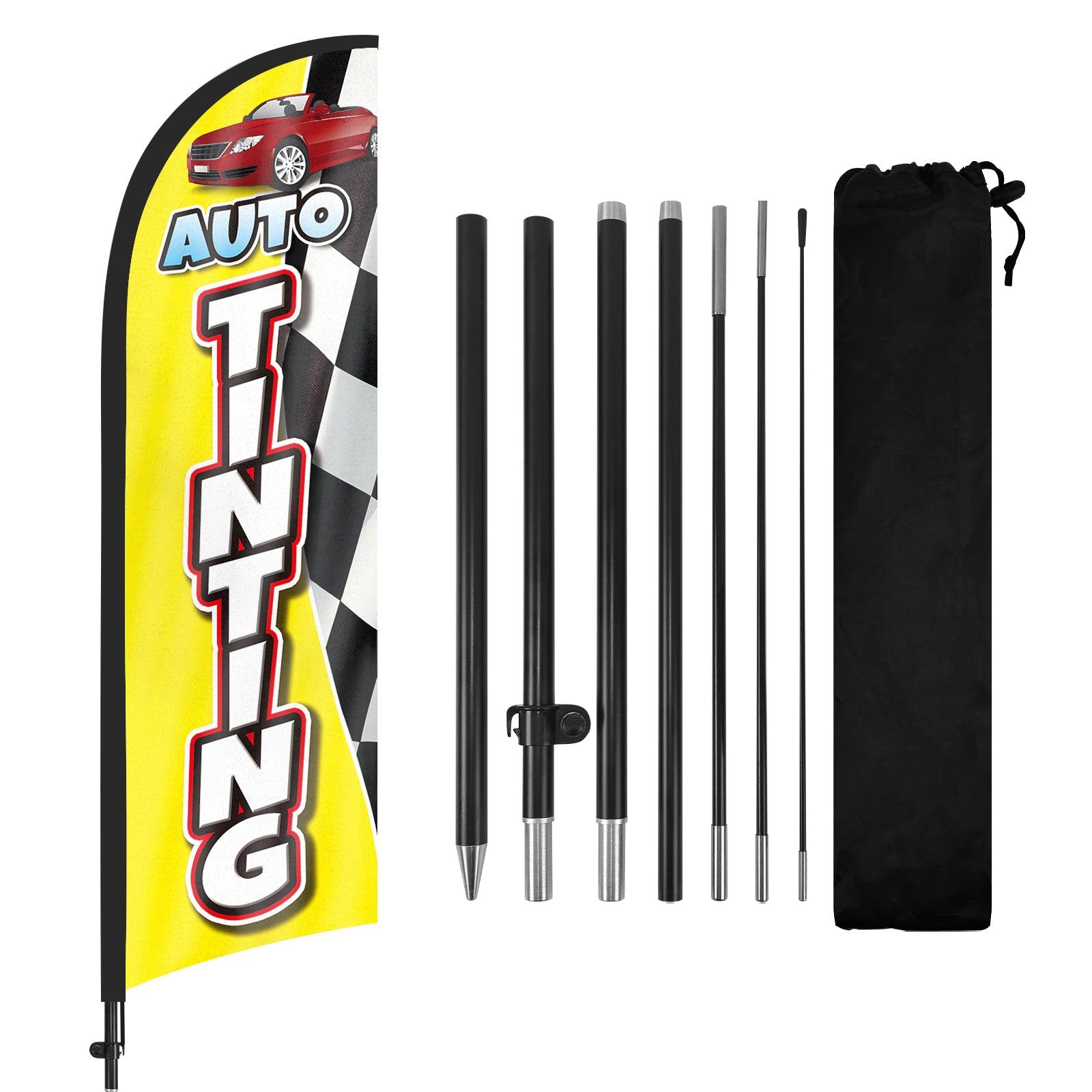 8ft Auto Tinting Yellow Feather Flag with Pole and Stake