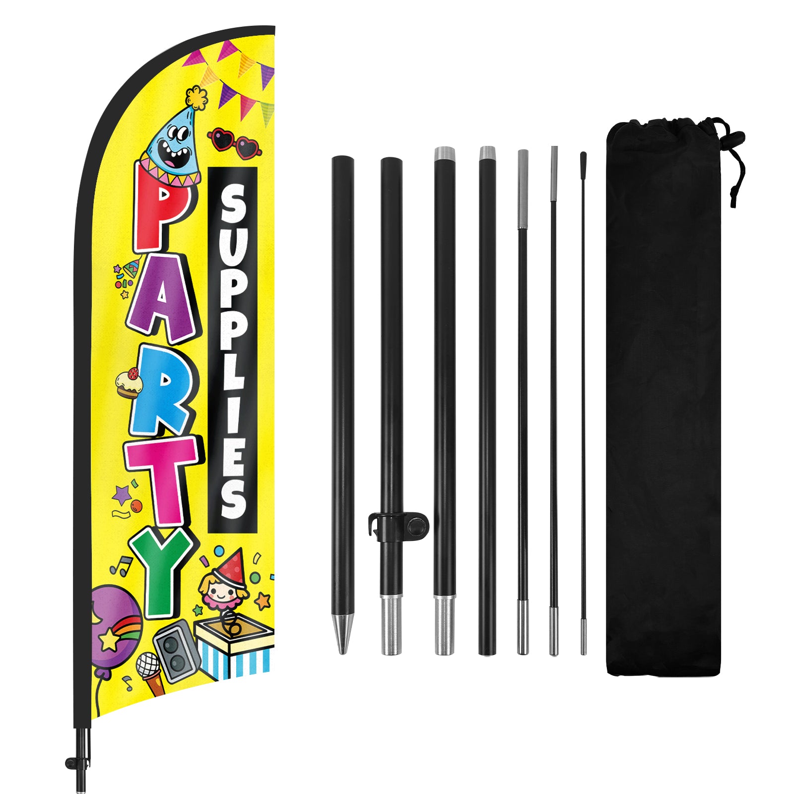 8ft Party Supplies Yellow Feather Flag with Pole and Stake