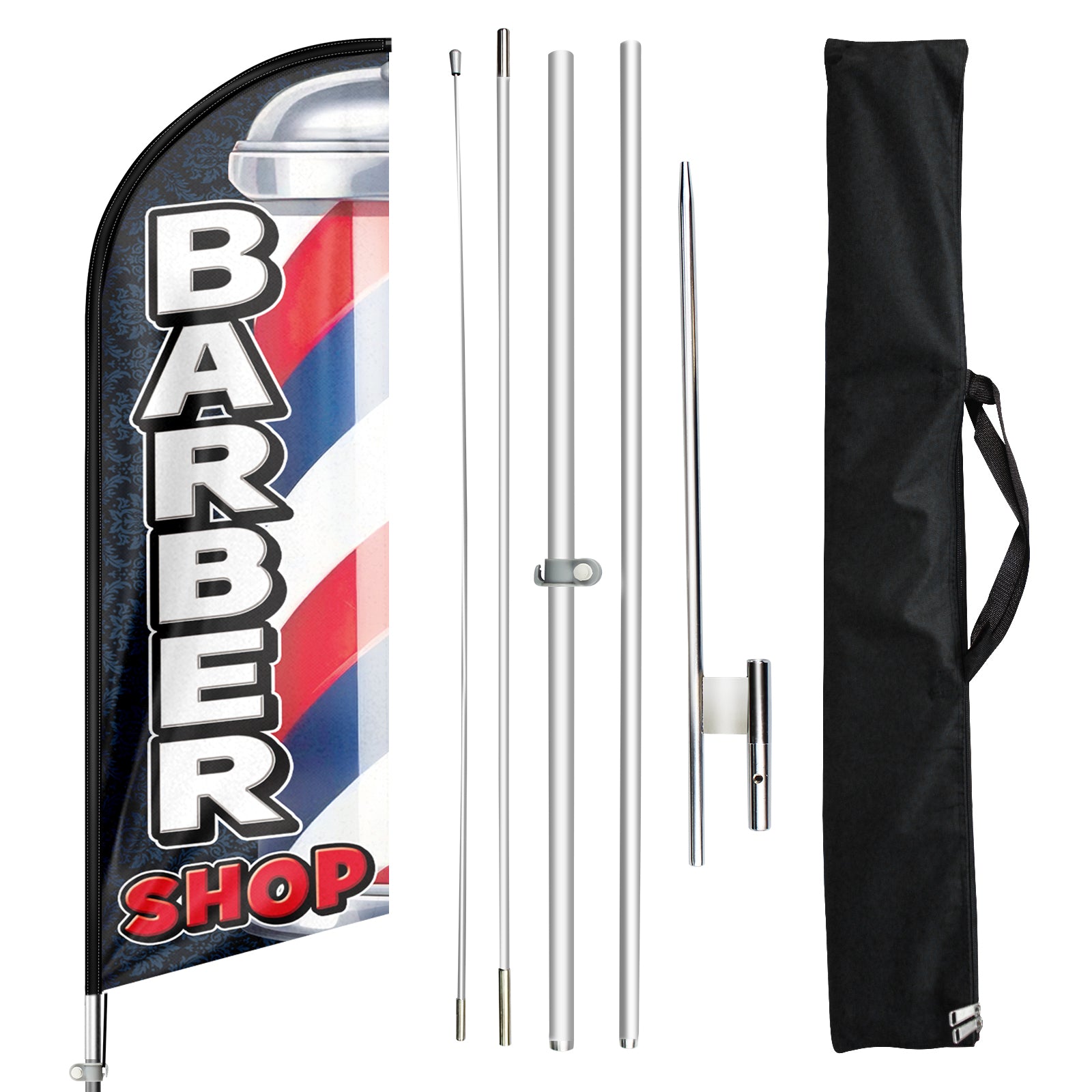 Barber Shop Flag-11Ft Barber Feather Flag Kit for Barbershop Business