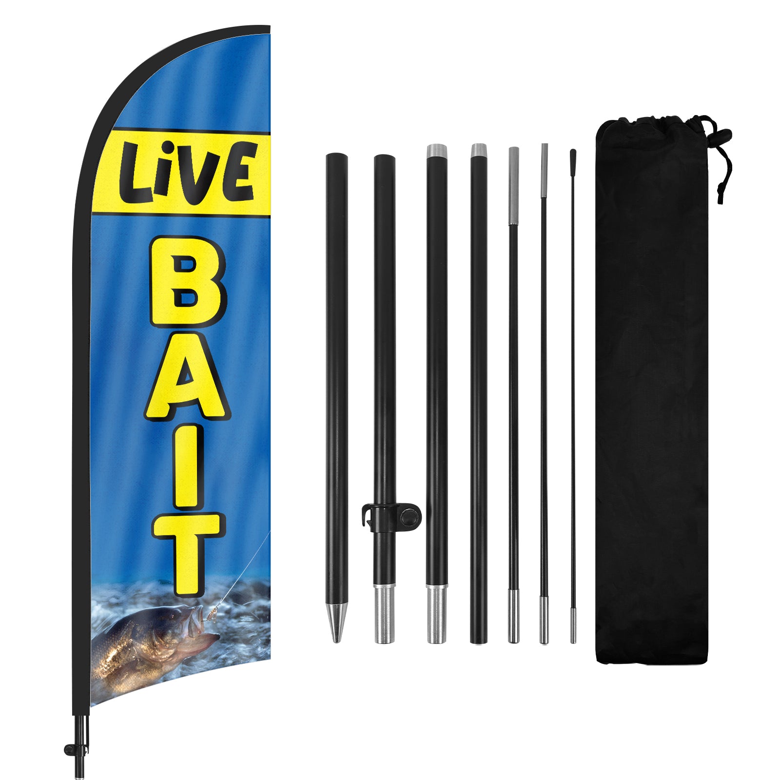 8Ft Live Bait Feather Flag with Pole & Stake