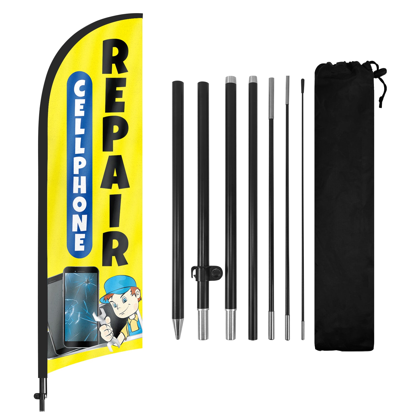 8ft Cellphone Repair Feather Flag Pole Kit