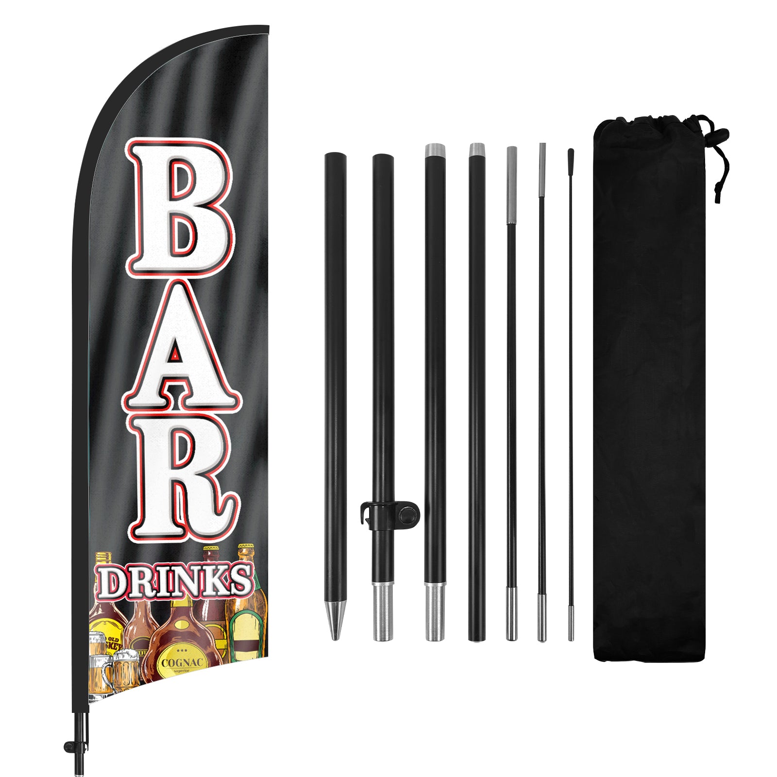 Bar Sign-8ft Bar Drinks Feather Flag Kit with Pole and Stake