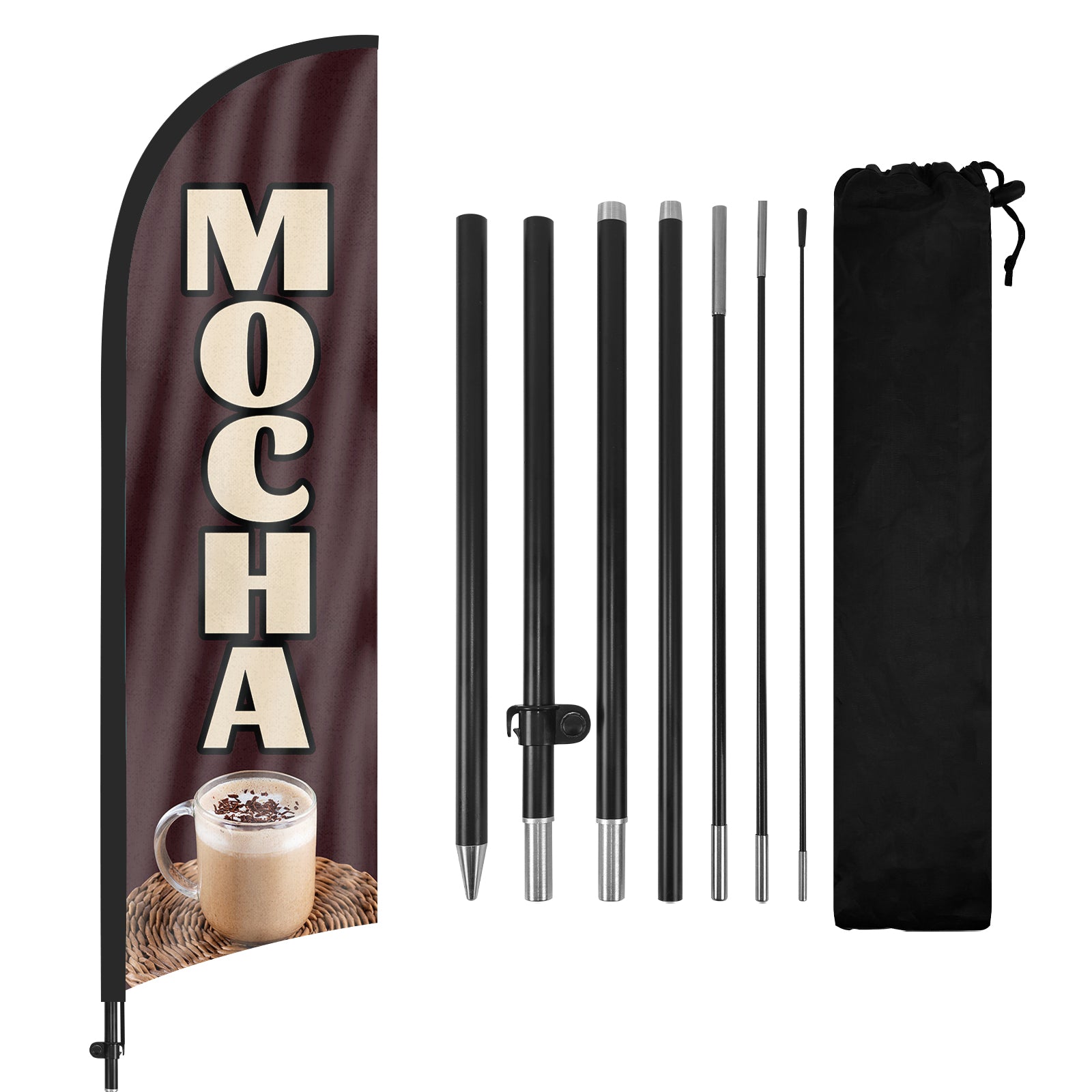 Mocha Flags-8ft Mocha 01 Feather Flag Kit with Pole and Stake