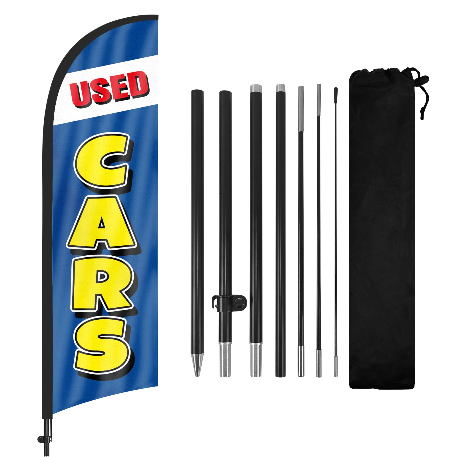8ft Used Cars Feather Flag with Pole and Stake
