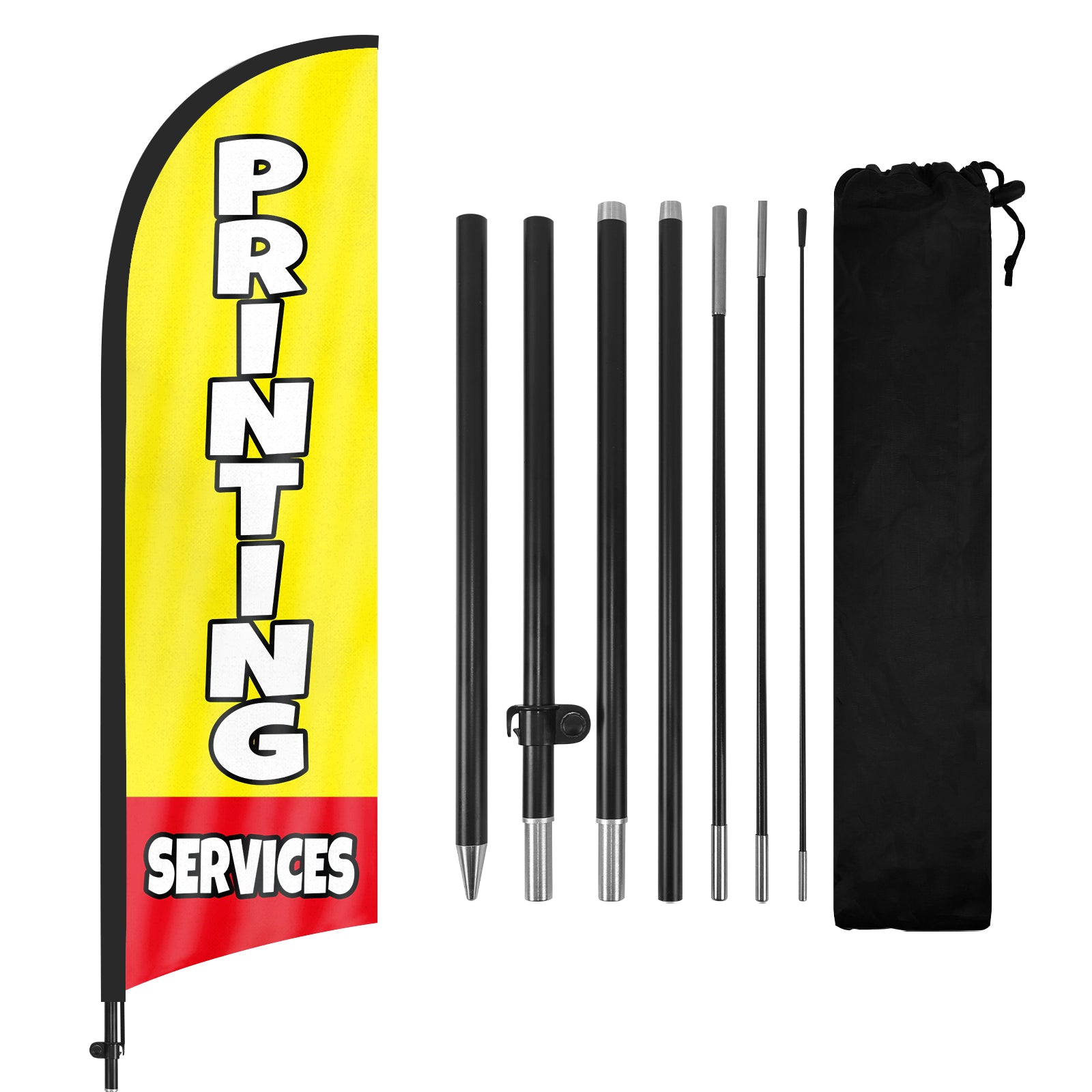 8Ft Printing Services Yellow Feather Flag with Pole & Stake