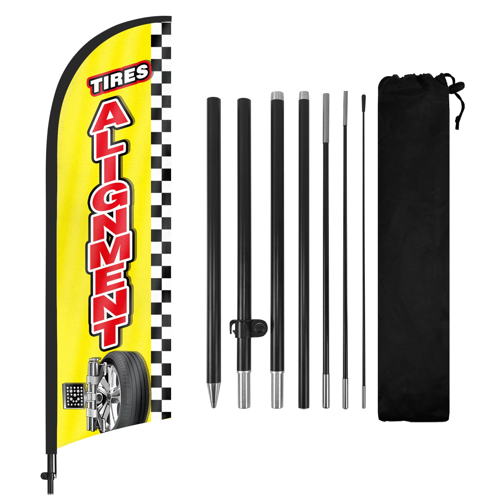 8ft Tires Alignment Feather Flag Pole Kit