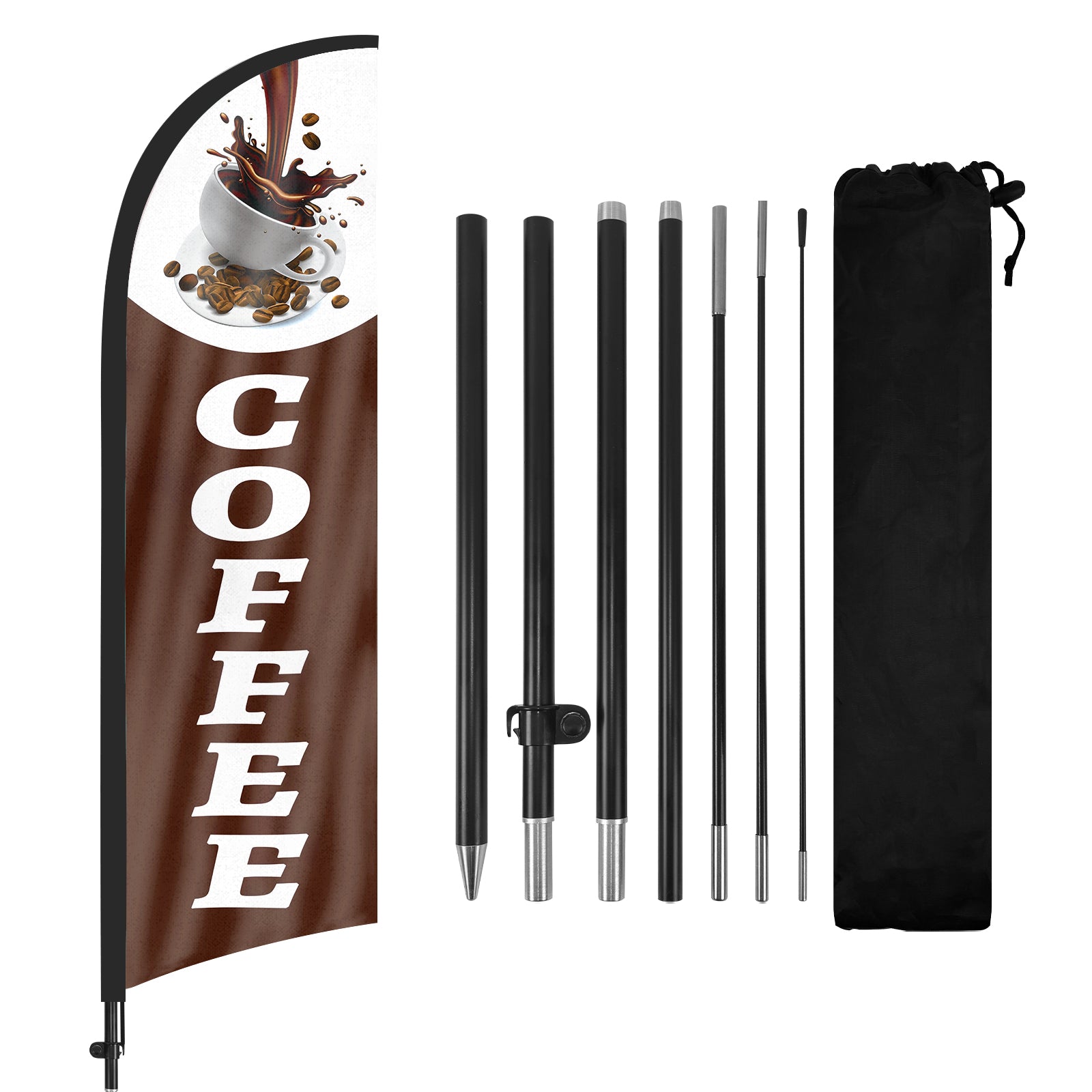 8ft Coffee 01 Feather Flag Kit with Pole and Stake