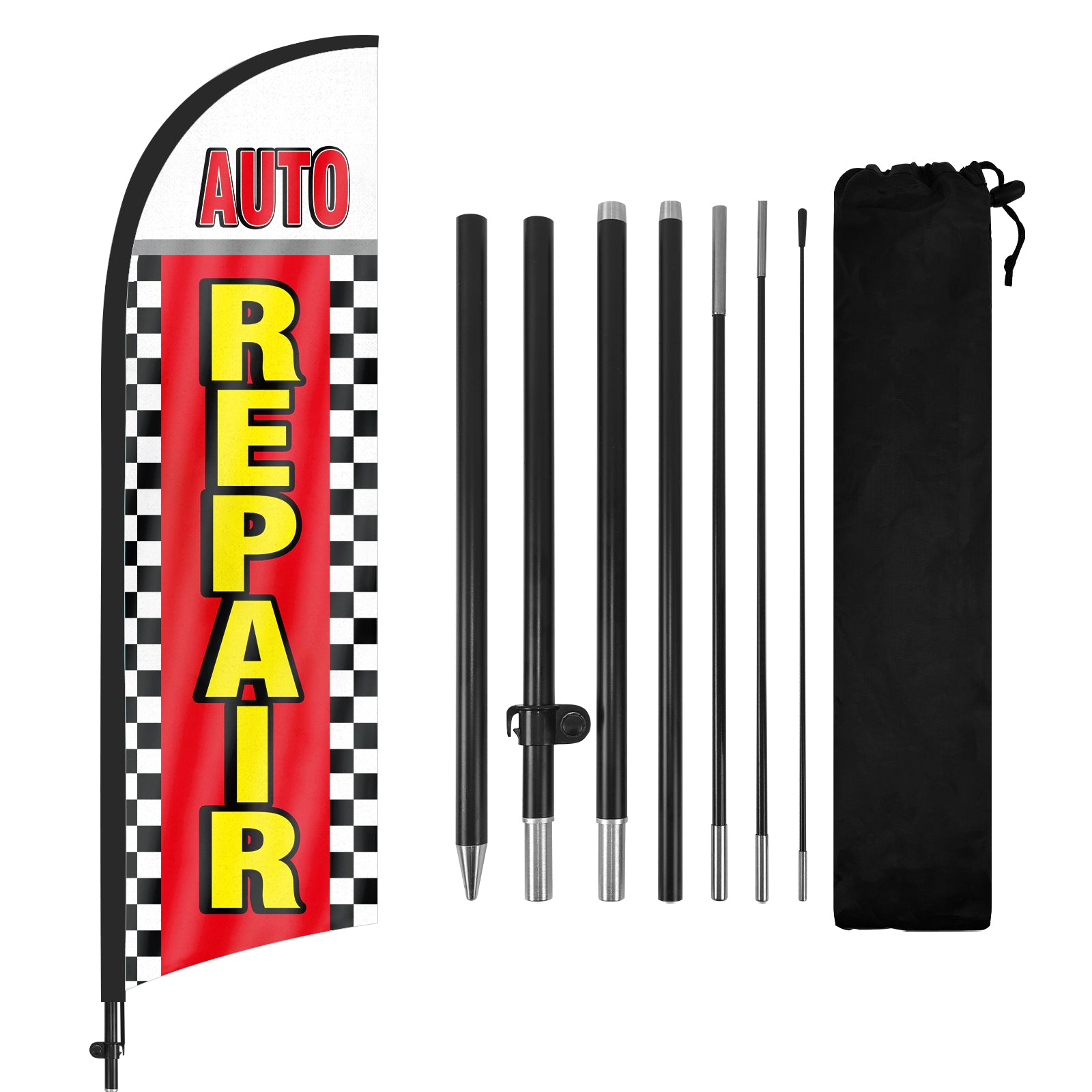 8ft Auto Repair Red 03 Feather Flag Pole Kit