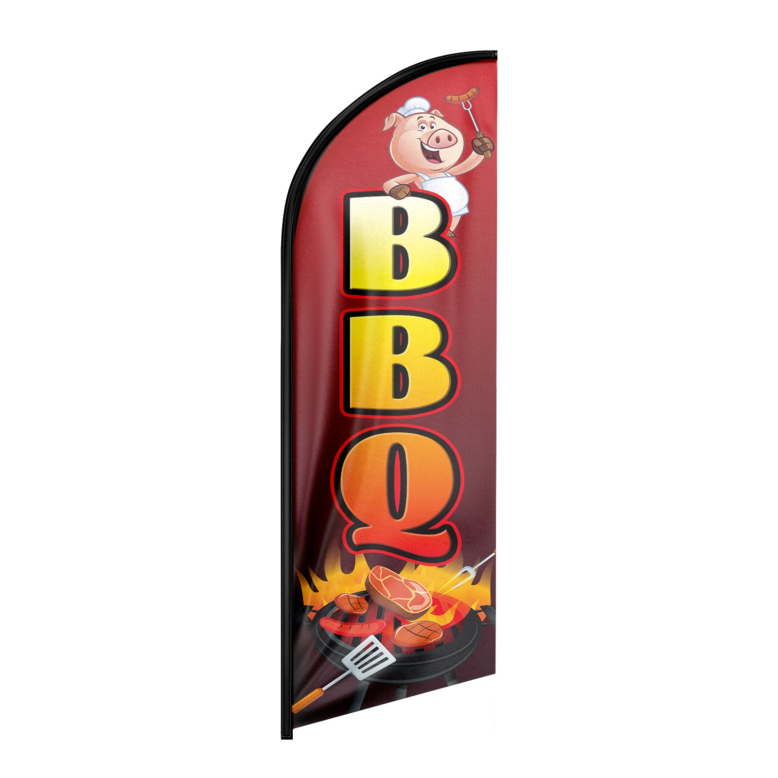 BBQ Flags-8ft BBQ Advertising Swooper Flag Banner!（Flagpole Not Included）