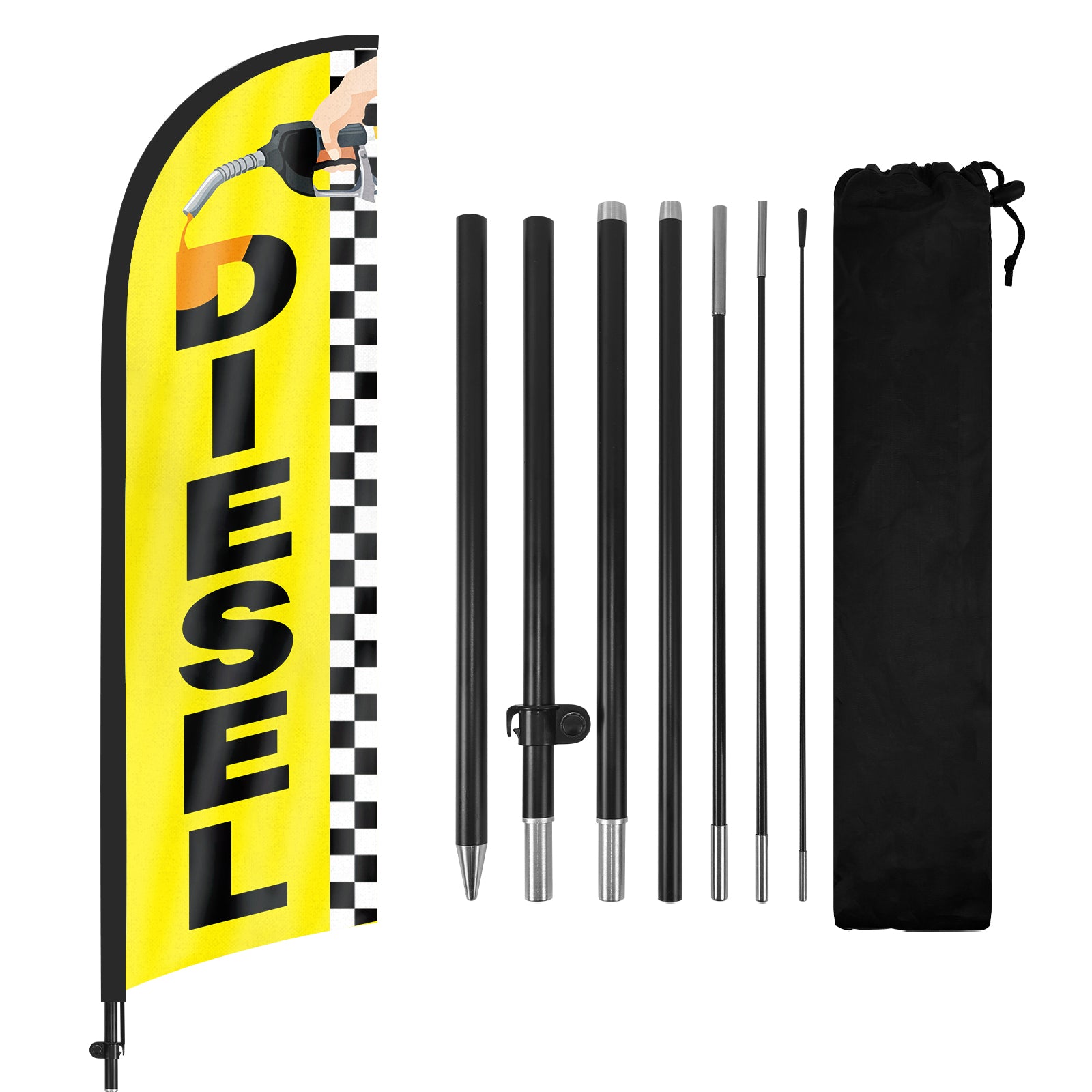 8ft Diesel Yellow Feather Flag Pole Kit