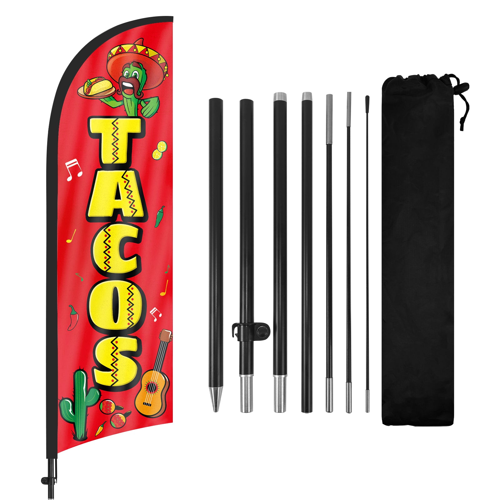 Tacos Sign-8ft Tacos Feather Flag Kit with Pole and Stake