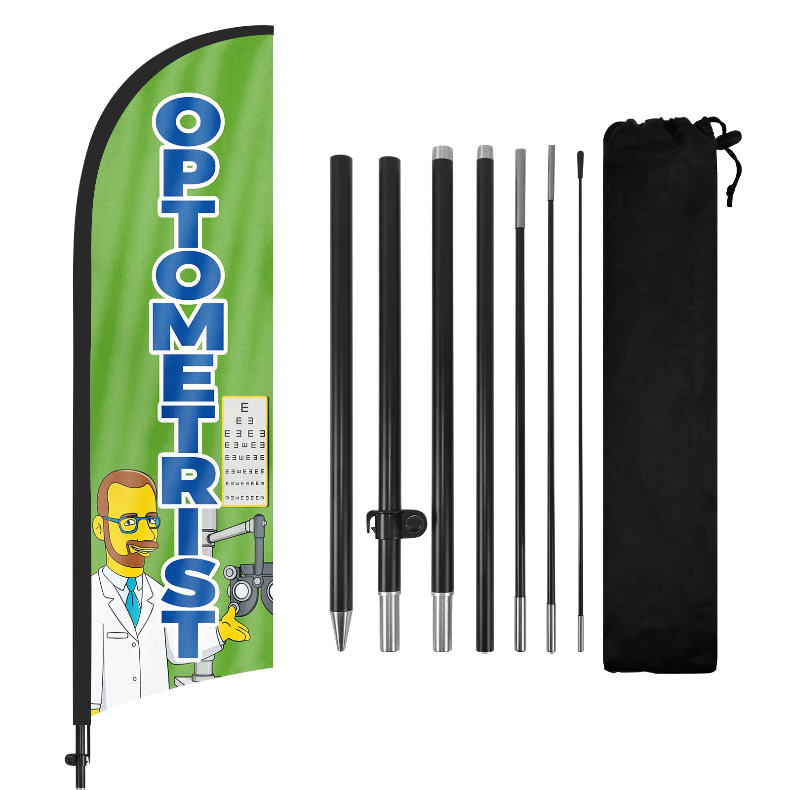 8Ft Optometrist Green Feather Flag with Pole & Stake
