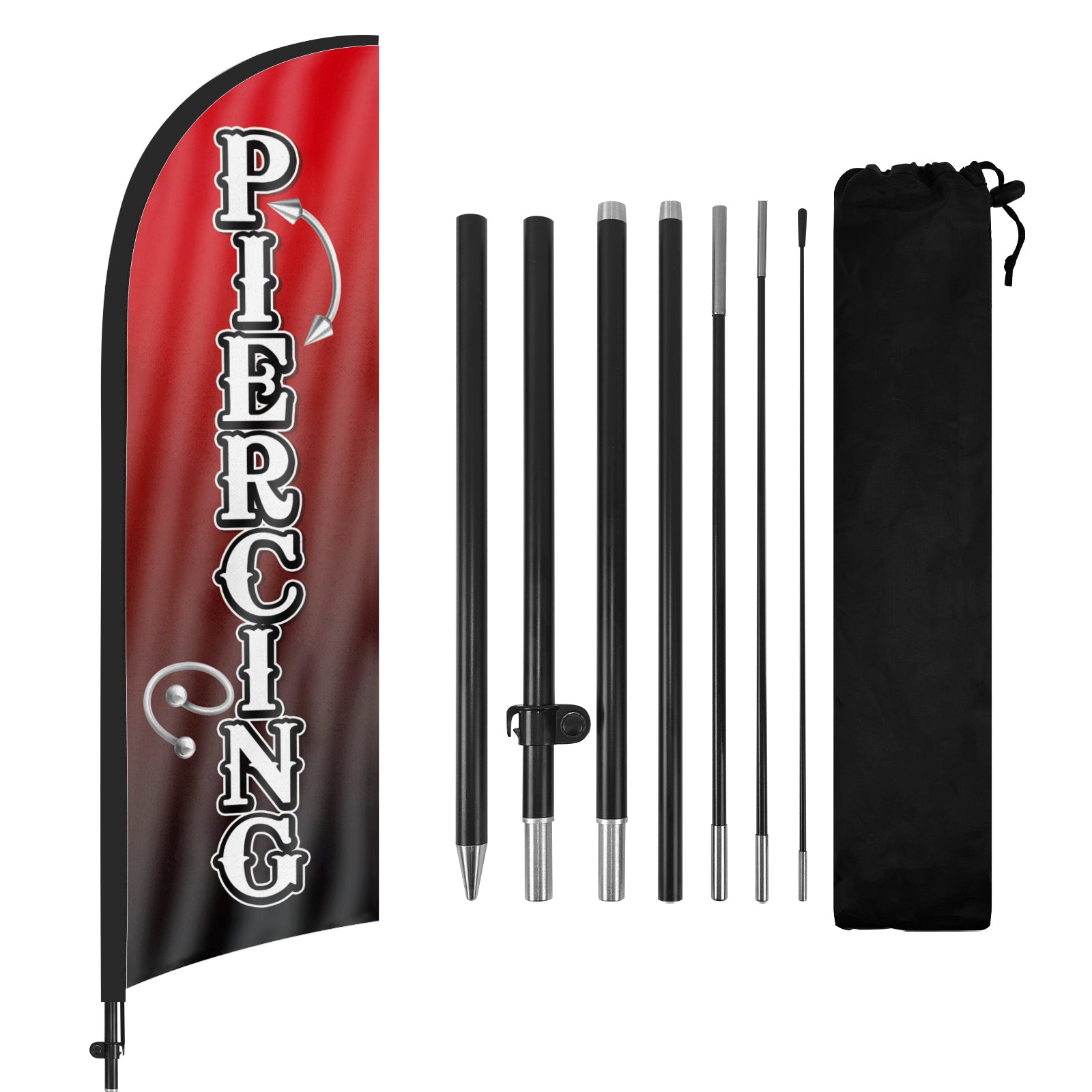 8ft Piercing Feather Flag with Pole and Stake