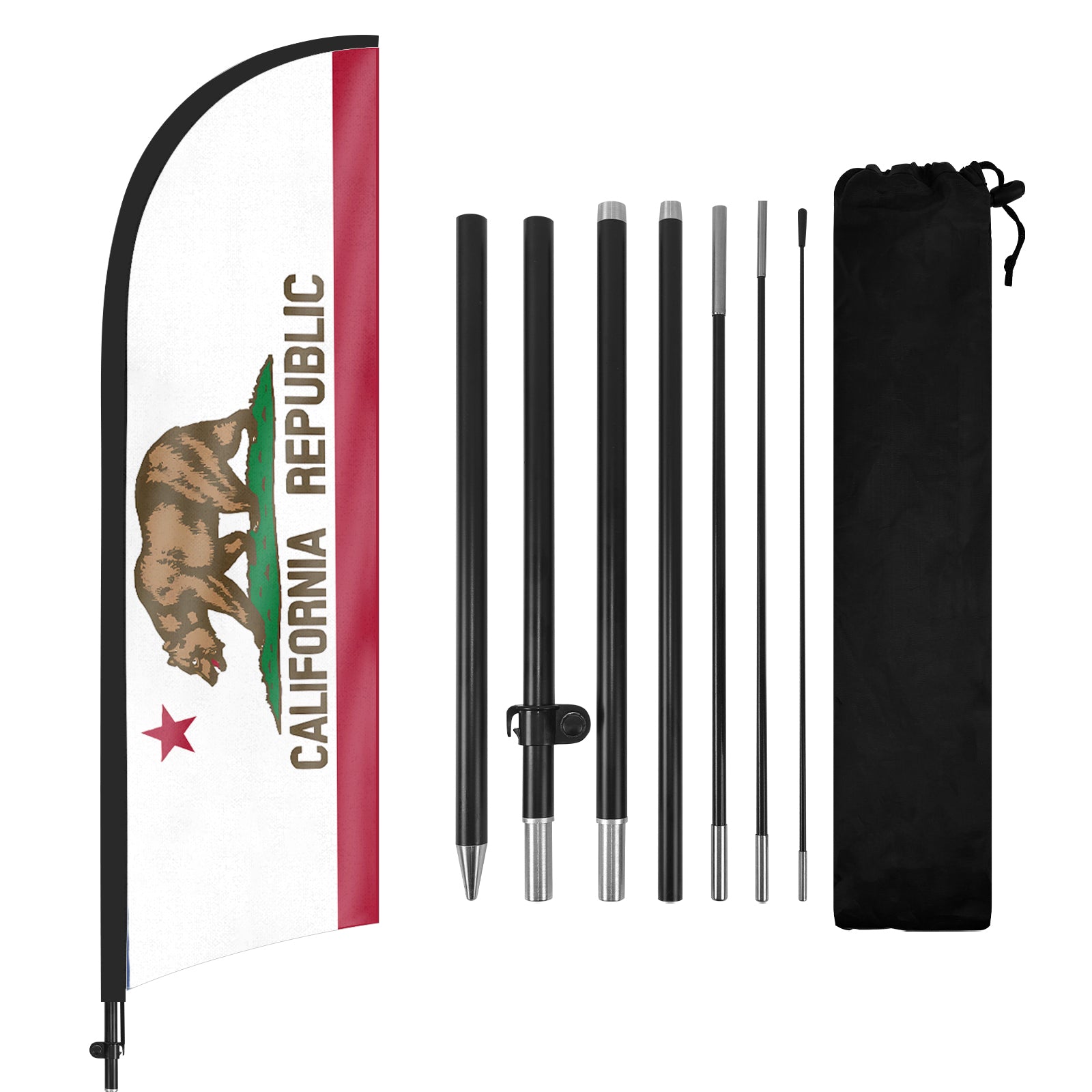8Ft California Feather Flag with Pole & Stake