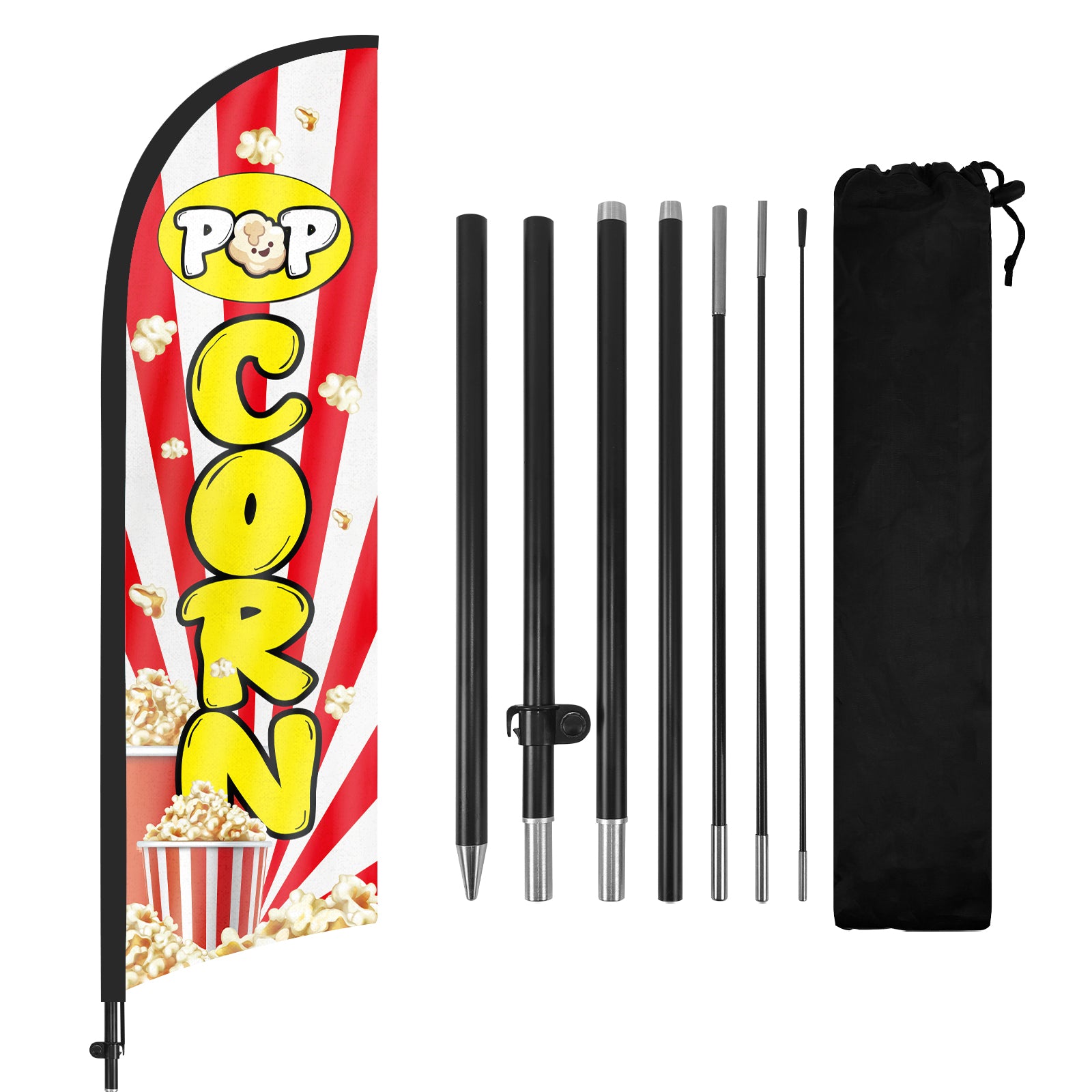 8FT Pop Corn Yellow Feather Flag Pole Kit