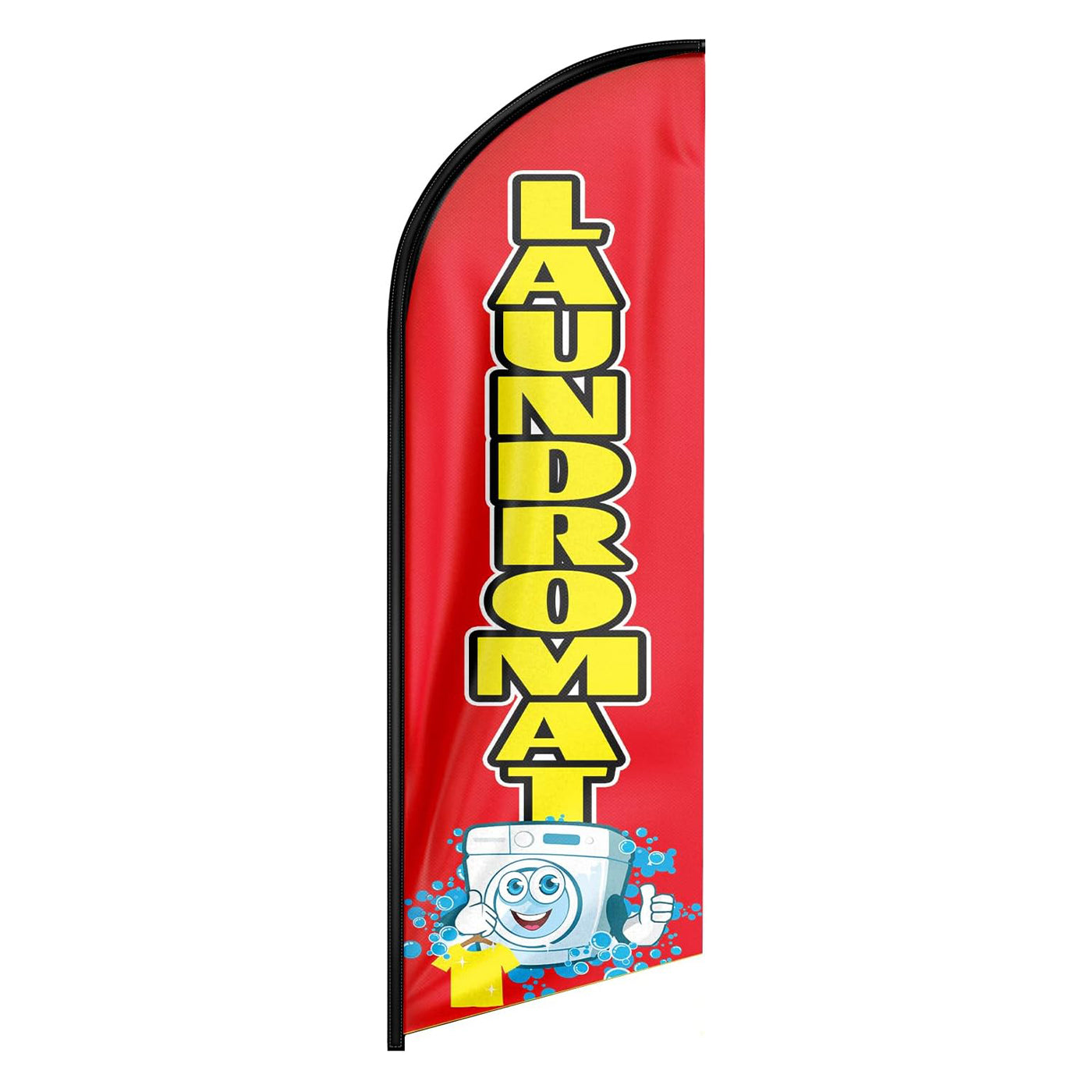 Laundromat Signs-8ft Red Laundromat Feather Flag Pole Kit for Laundromat Business（Flagpole Not Included）
