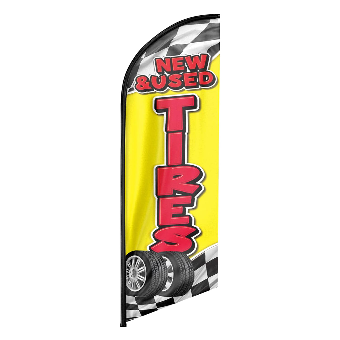 8ft Yellow New and Used Tires Sign Feather Flag（Flagpole Not Included）