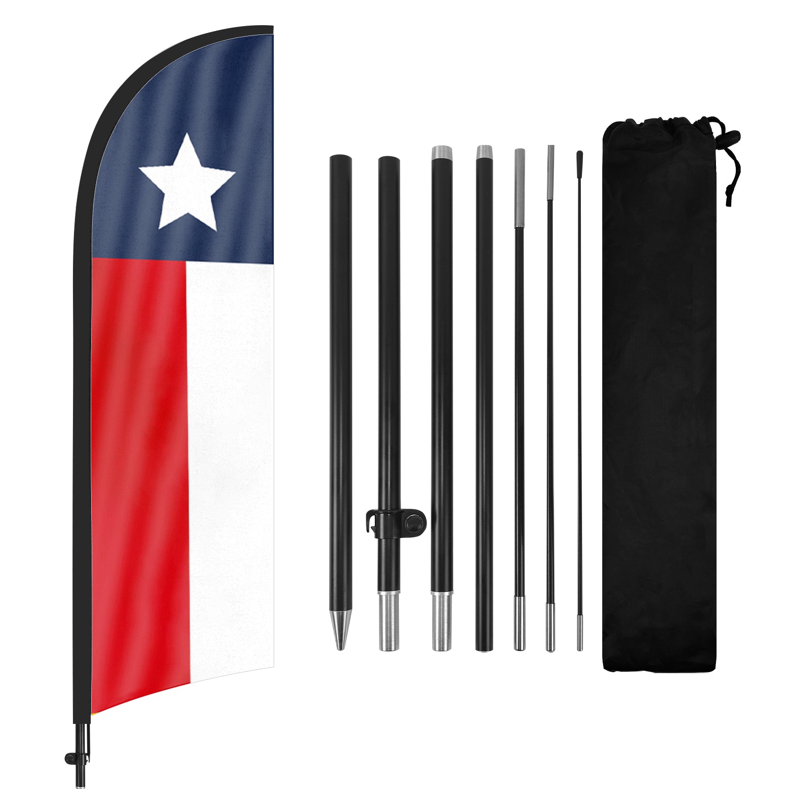8Ft Texas Feather Flag with Pole & Stake