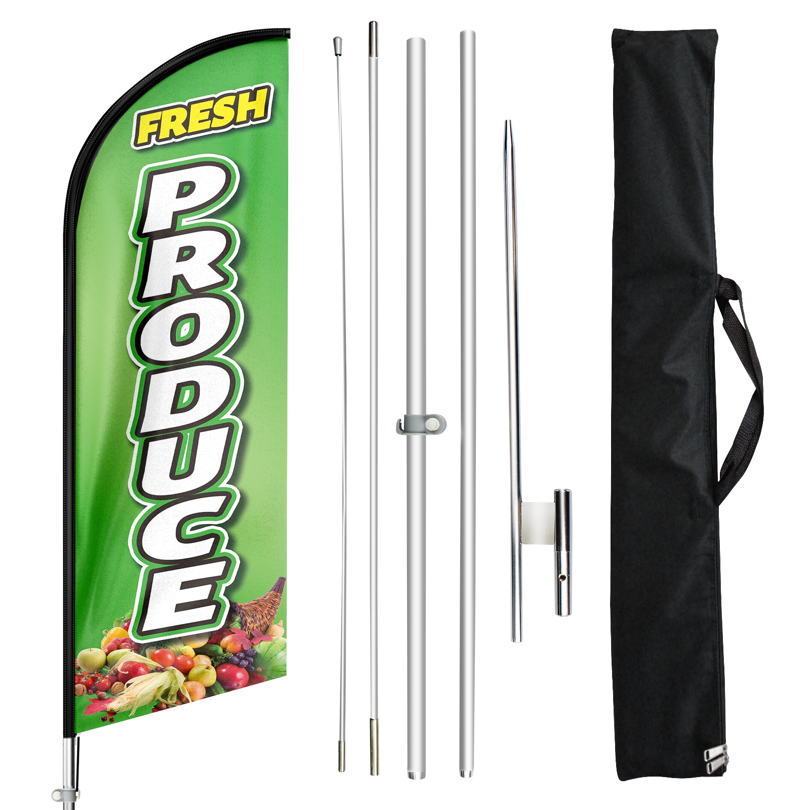 Agriculture Flags-FSFLAG Fresh Produce Swooper Flag Feather Flag Pole Kit