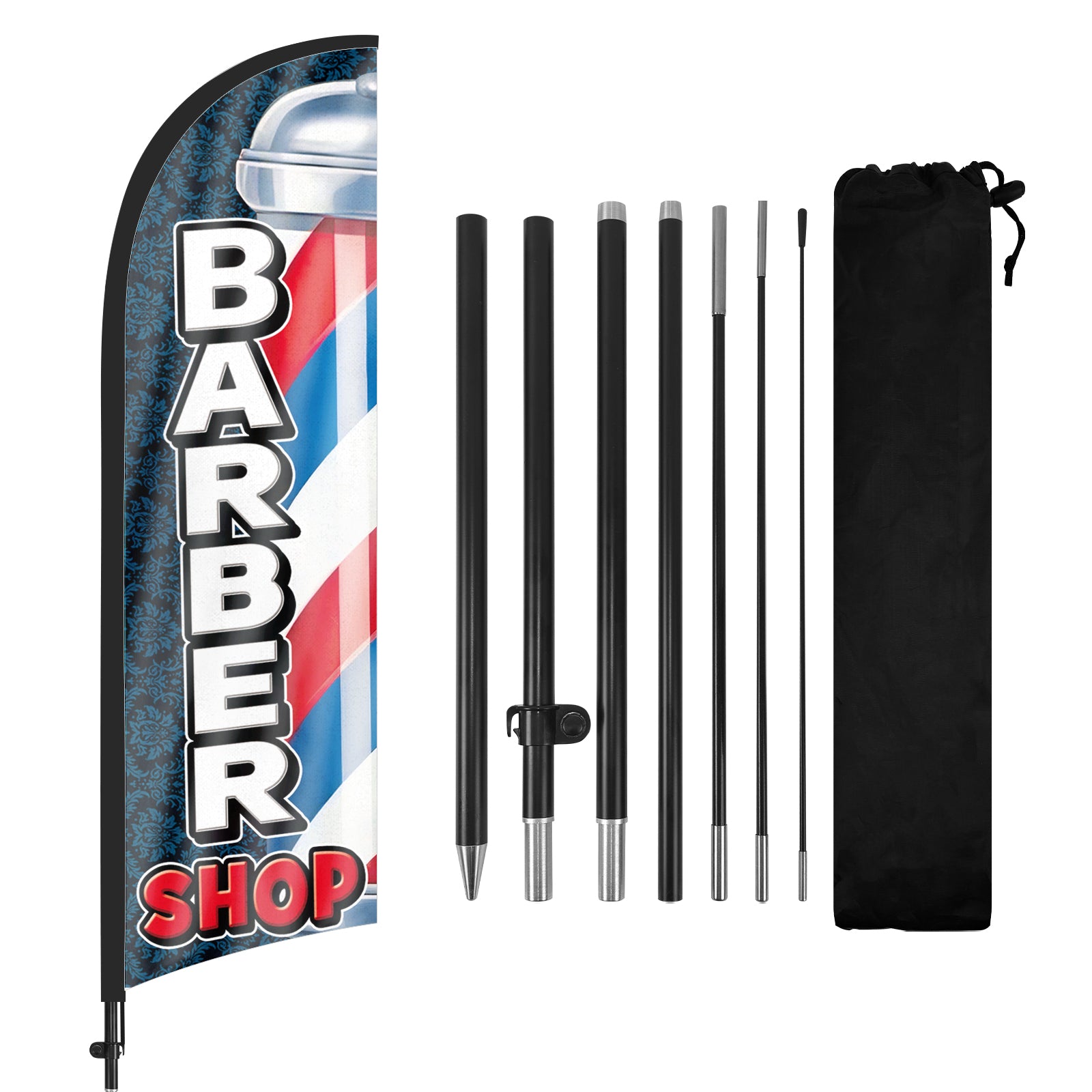 Barber Shop Flag-8Ft Barber Feather Flag Kit for Barbershop Business