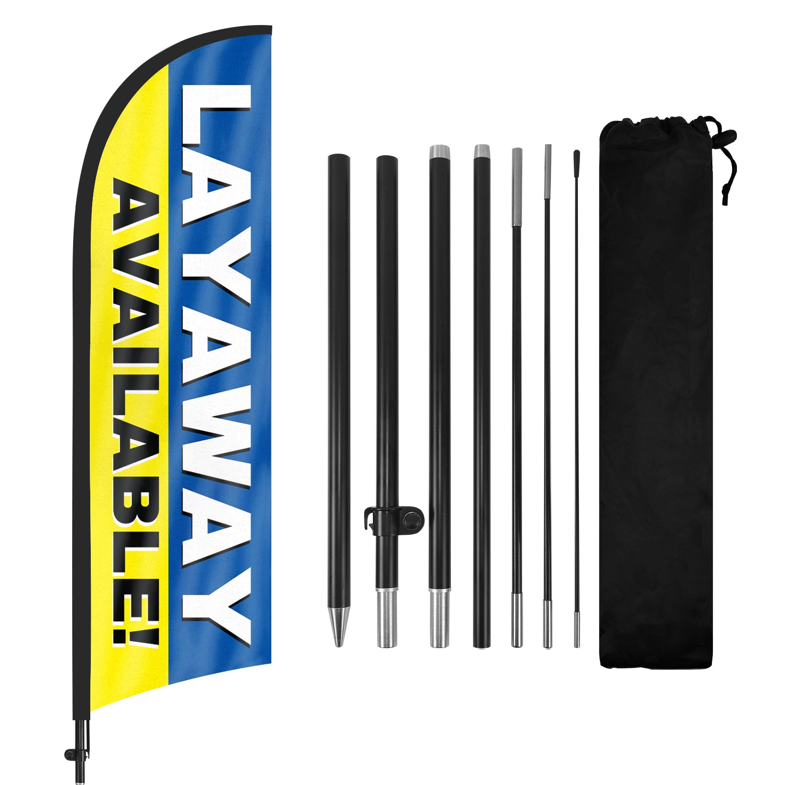 8ft Layaway Available Yellow Feather Flag with Pole and Stake