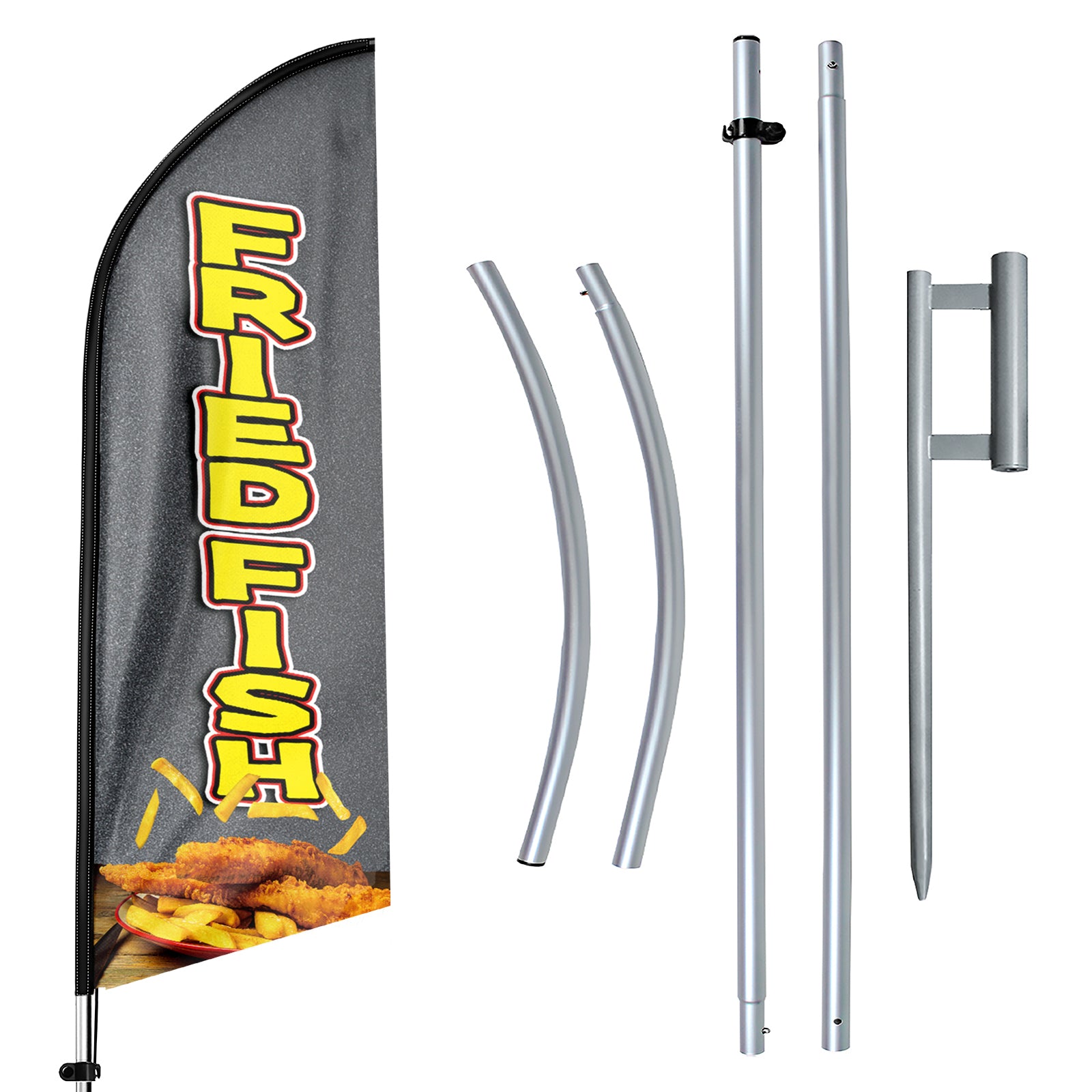 11ft Fried Fish Feather Flags Kit