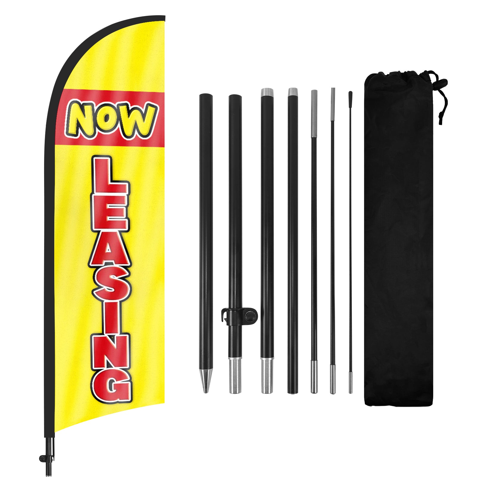 FSFLAG Yellow Now Leasing Swooper Feather Flag Pole Kit