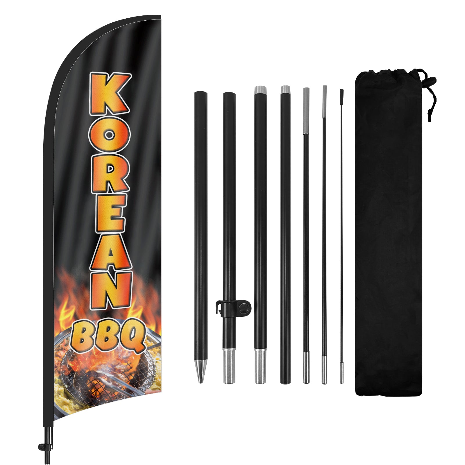 8Ft Korean BBQ Feather Flag Pole Kit