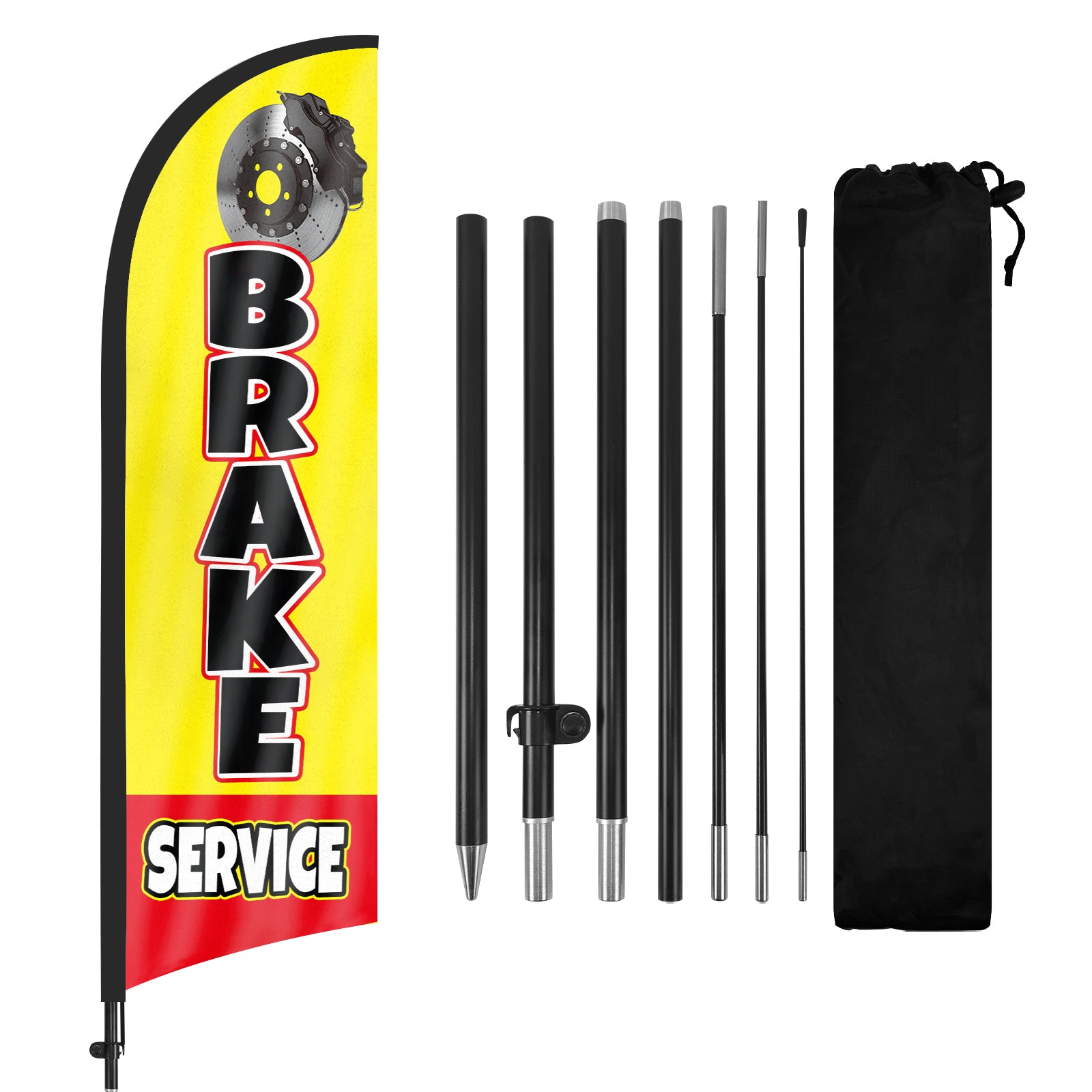 8ft Brake Service Yellow Feather Flag Pole Kit