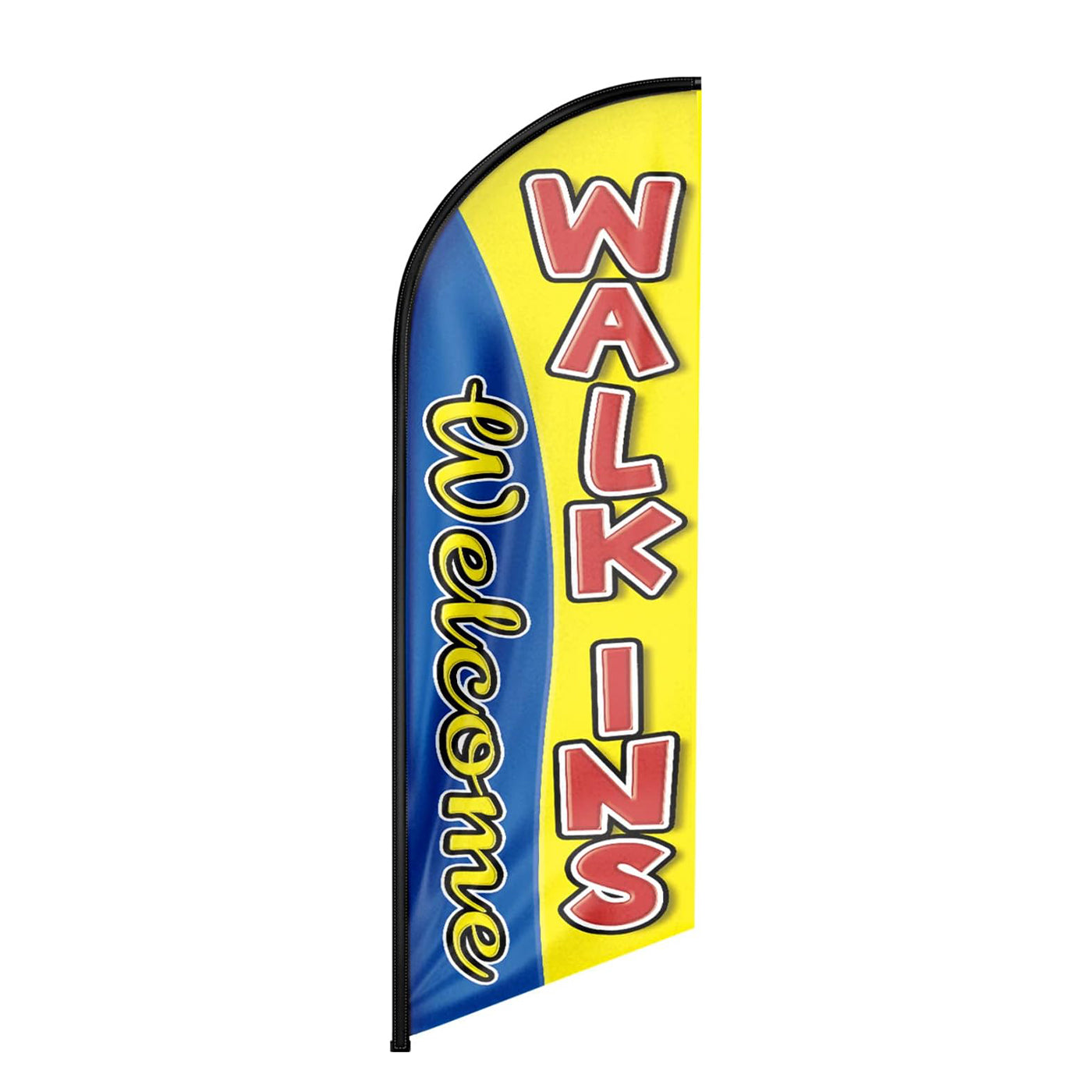 Walk Ins Welcome Sign-8ft Yellow Walk-Ins Welcome Feather Flag（Flagpole Not Included）