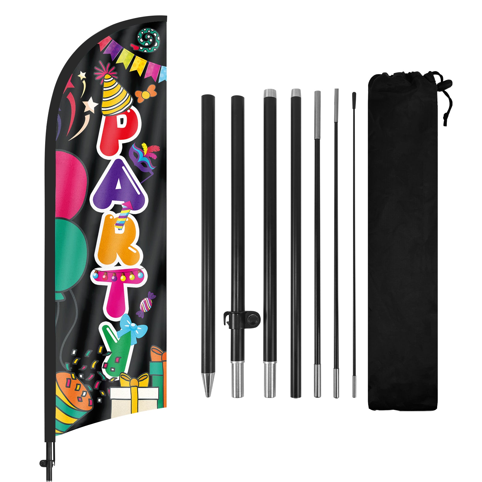 8ft Party Feather Flag with Pole and Stake