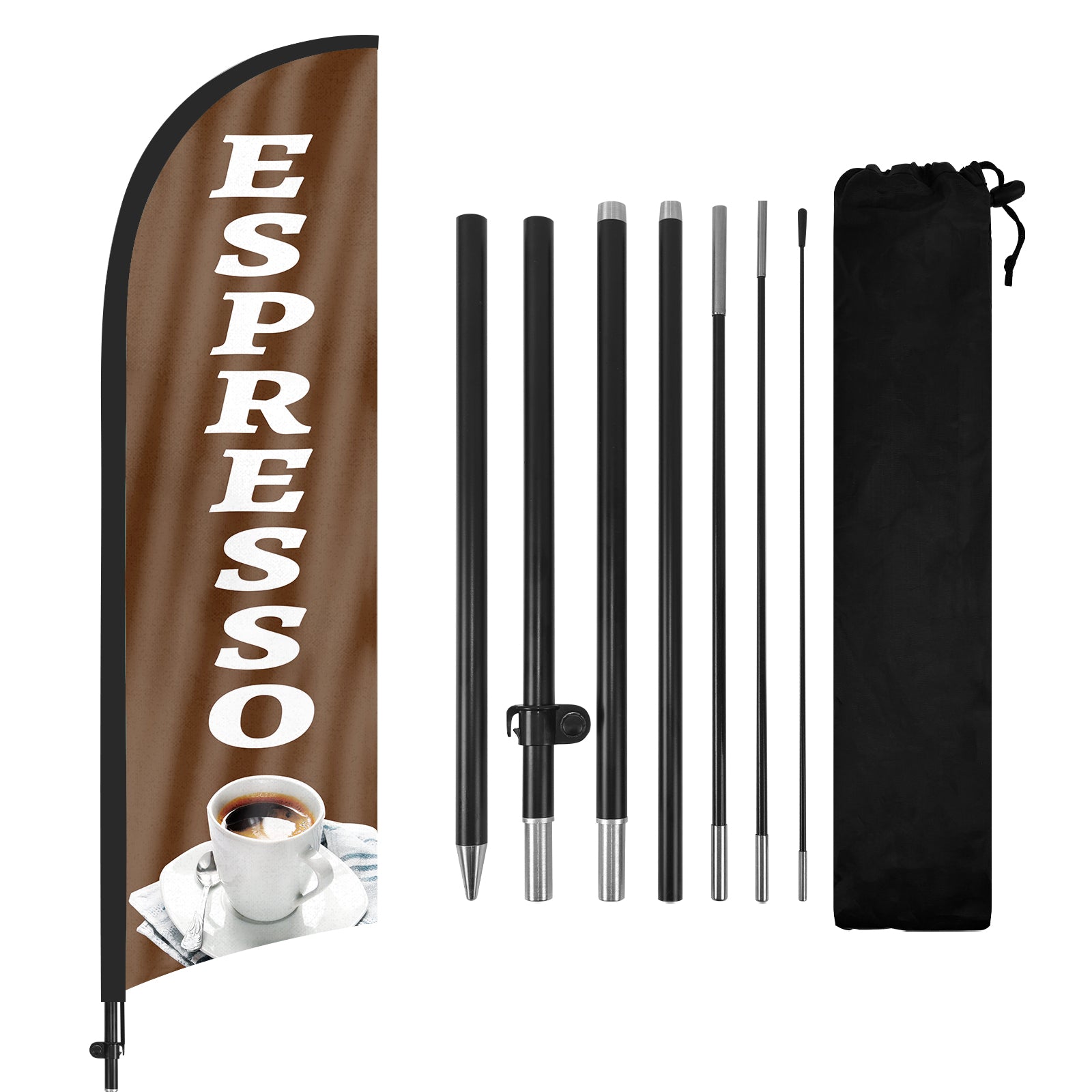 8ft Espresso Feather Flag Kit with Pole and Stake