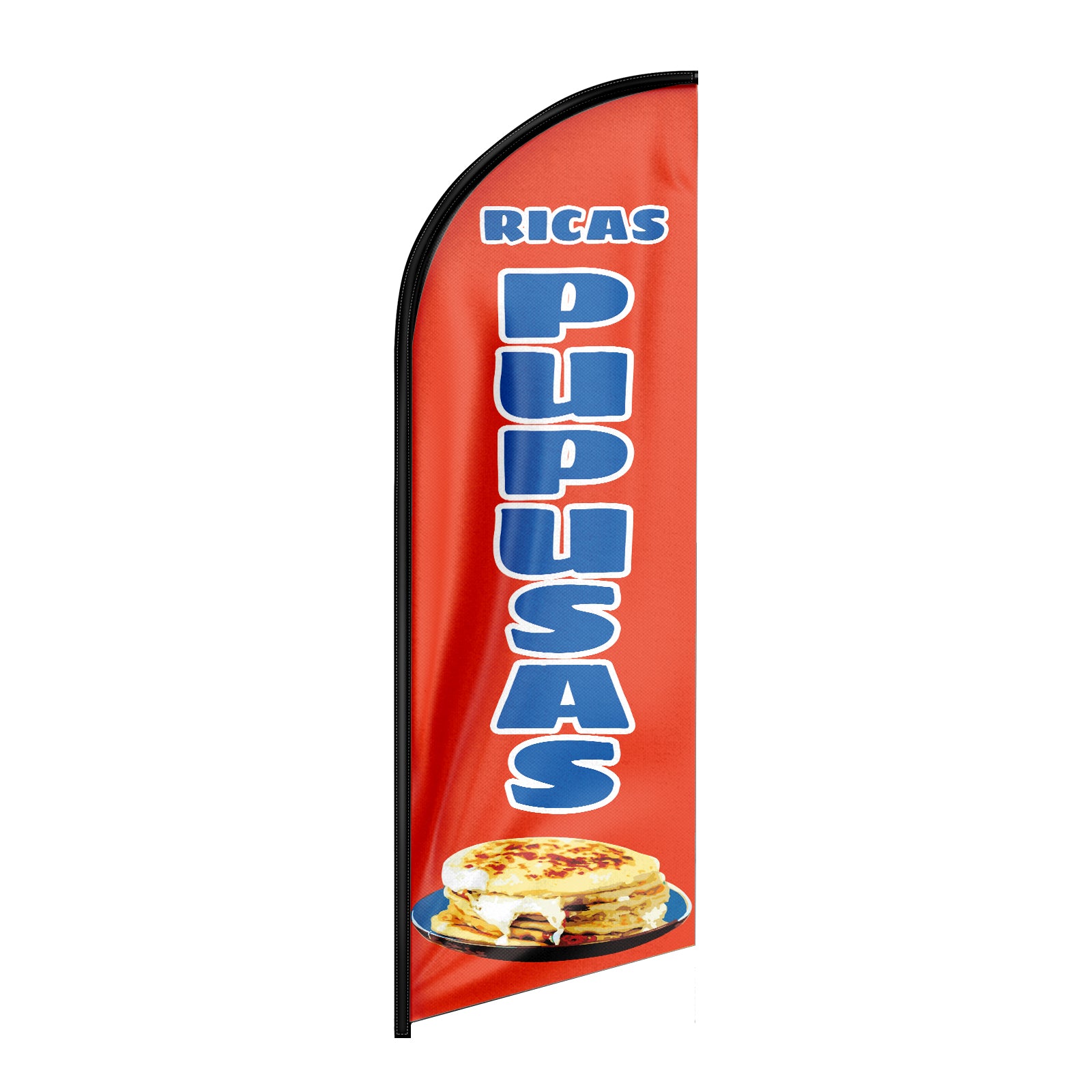 Mexican Food Banner-8ft Red Ricas Pupusas Feather Flag!（Flagpole Not Included）